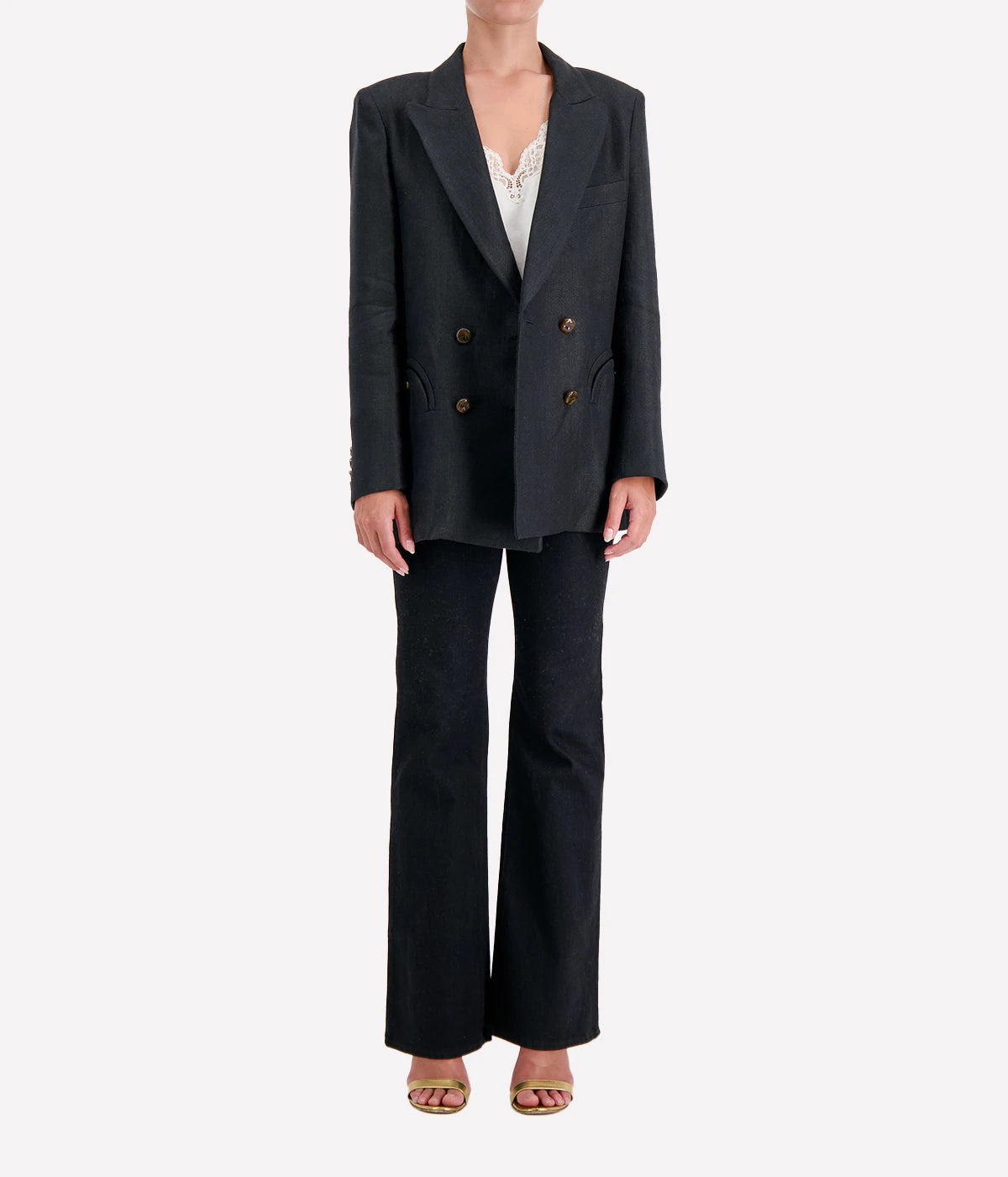 Clarity Everynight Blazer in Black Linen