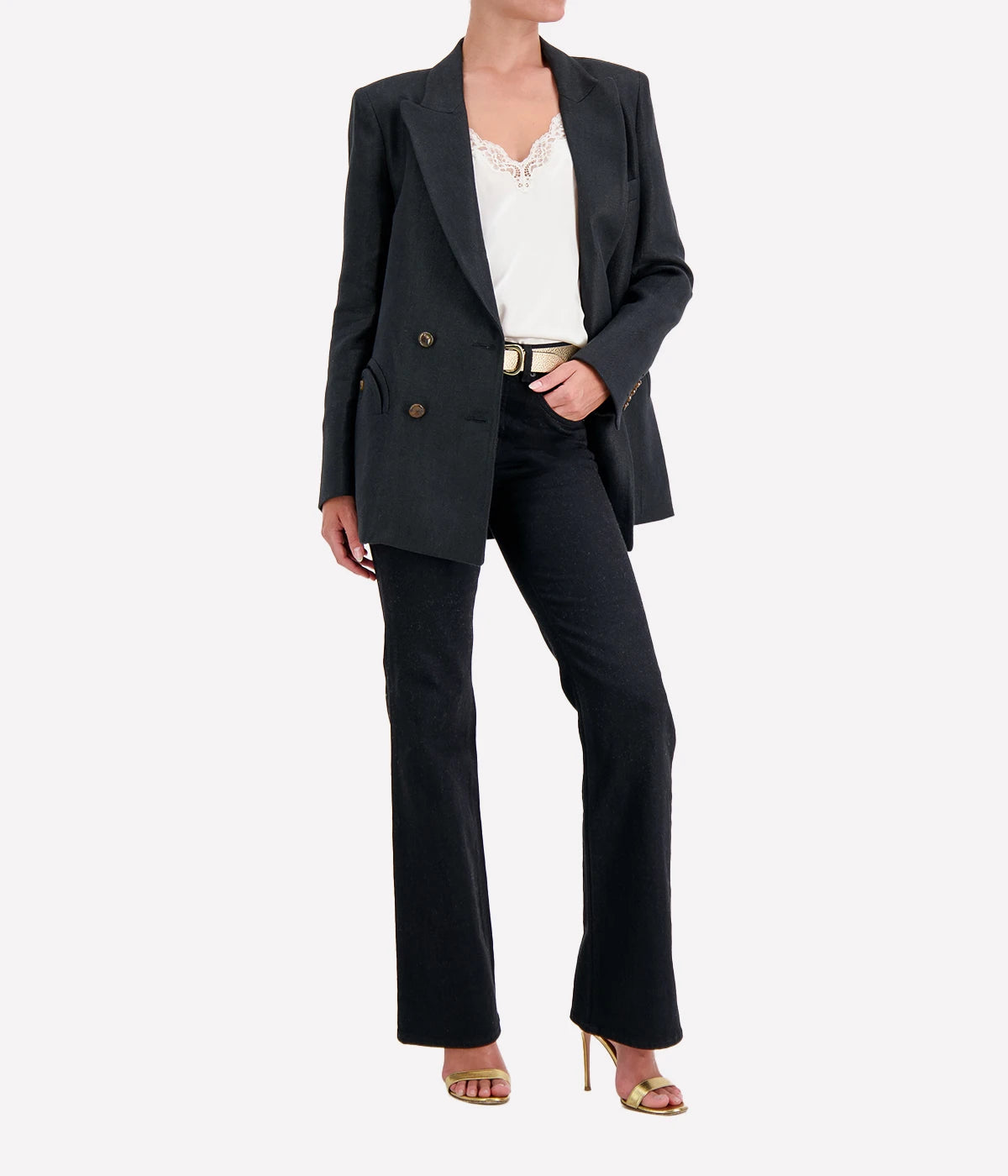 Clarity Everynight Blazer in Black Linen