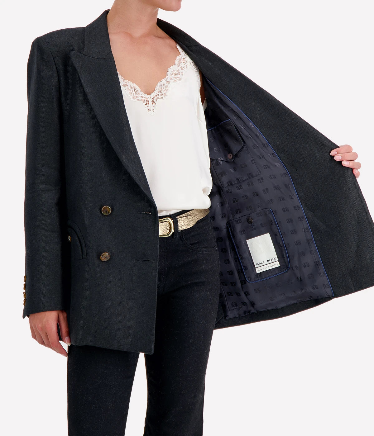 Clarity Everynight Blazer in Black Linen