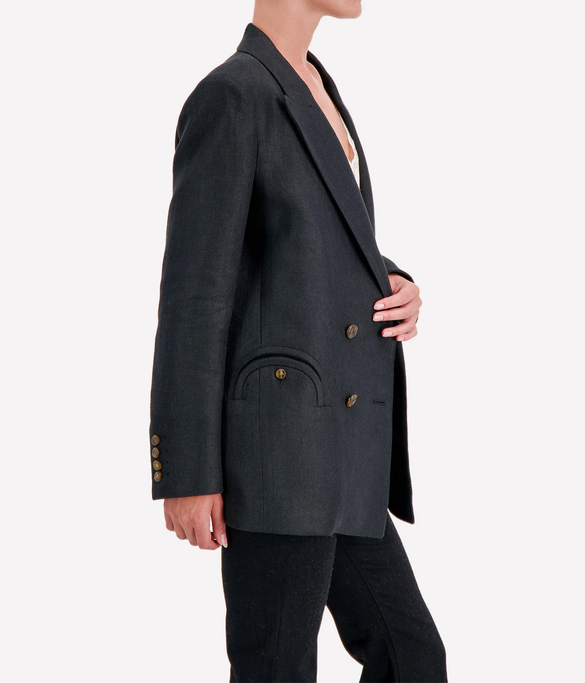 Clarity Everynight Blazer in Black Linen