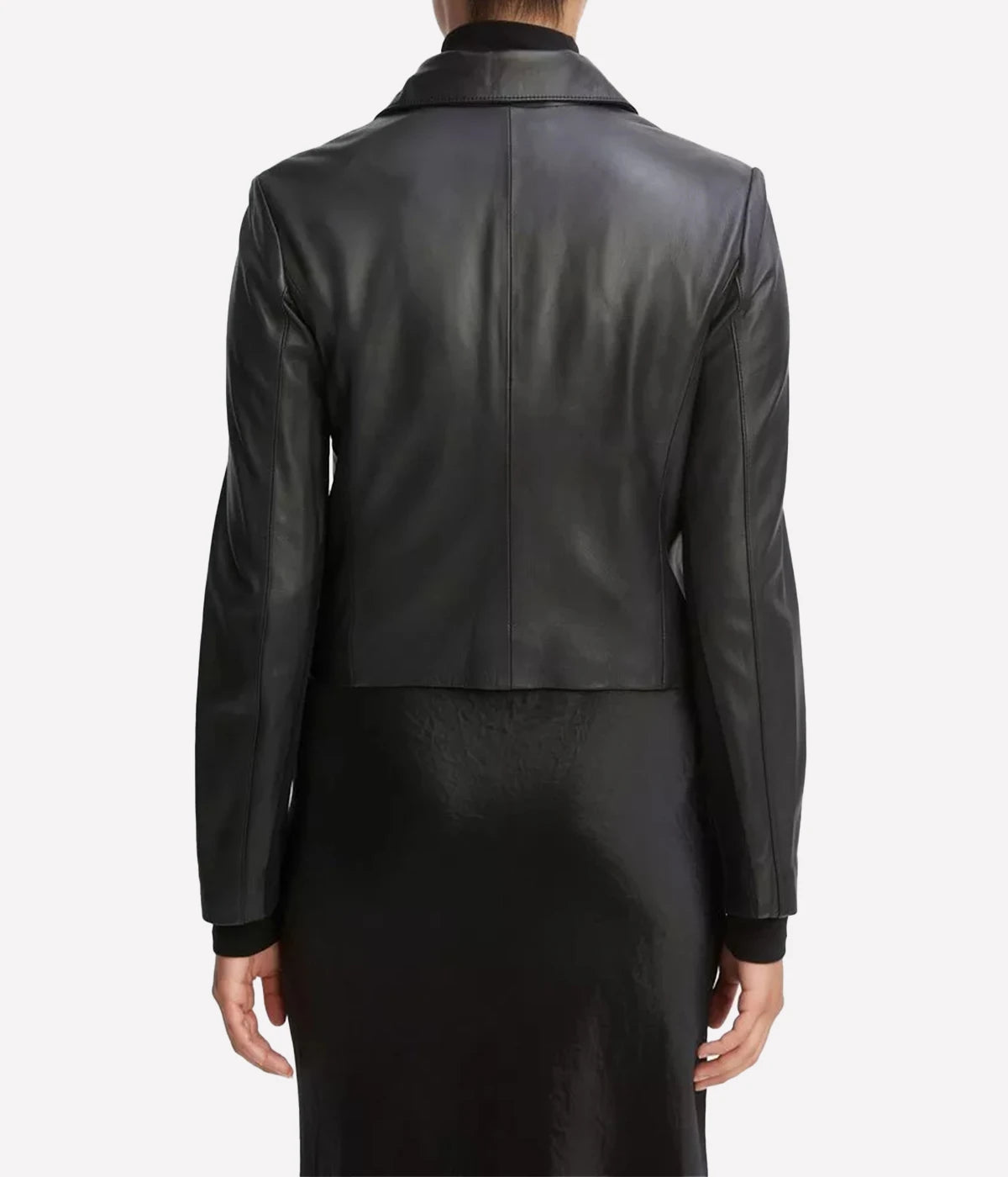 Classic Leather Zip Front Jacket in Black
