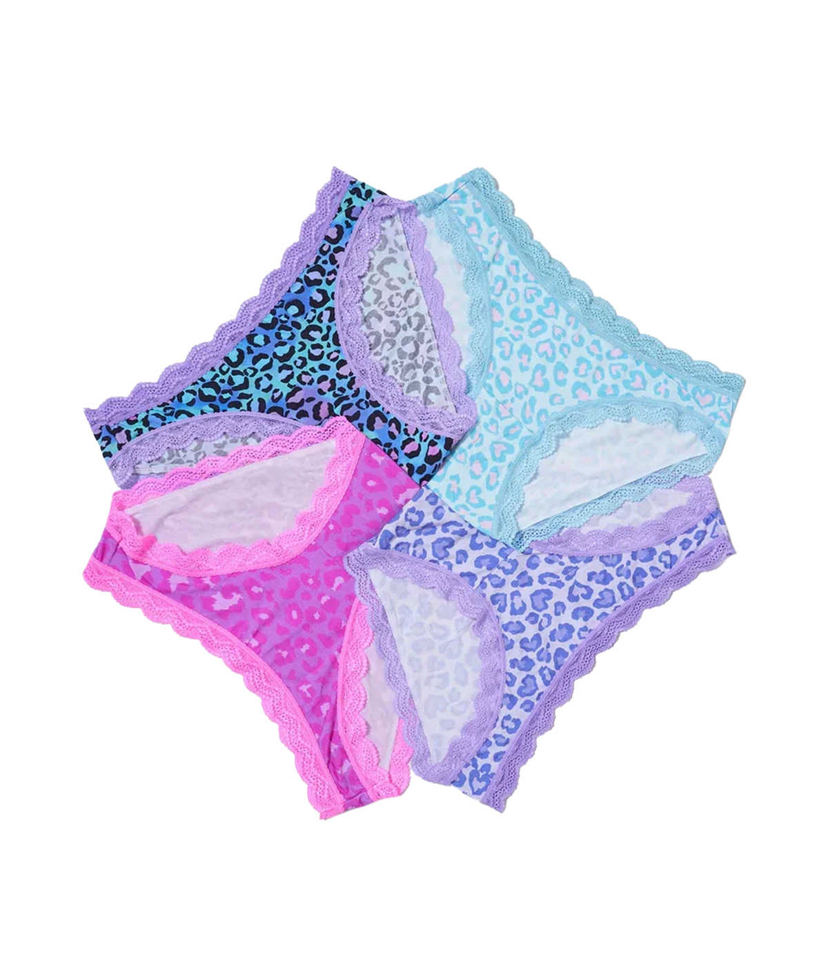 Classic Leopard Underwear Set in Blue & Pink