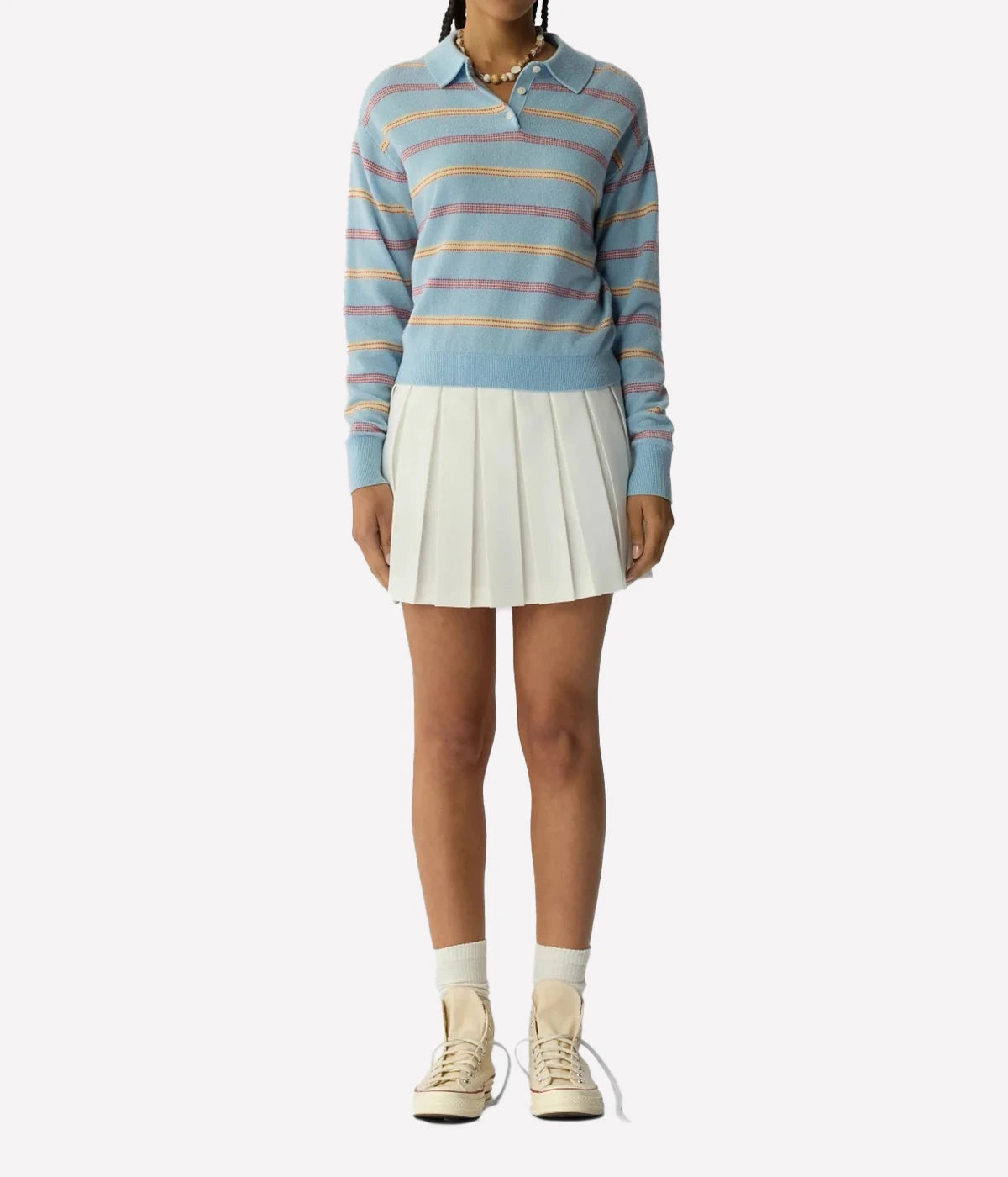 Collegiate Stripe Polo In Clear Sky Combo