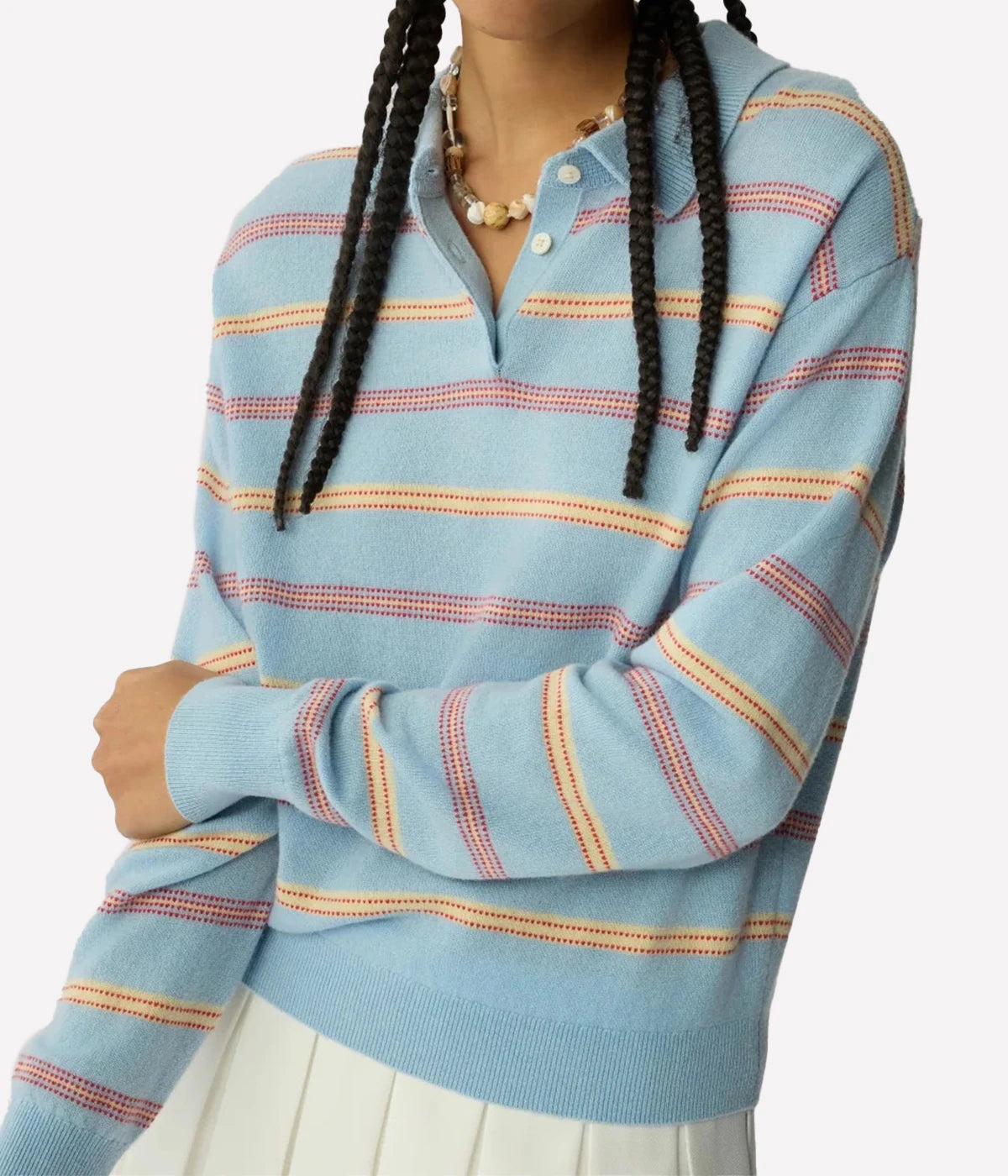 Collegiate Stripe Polo In Clear Sky Combo