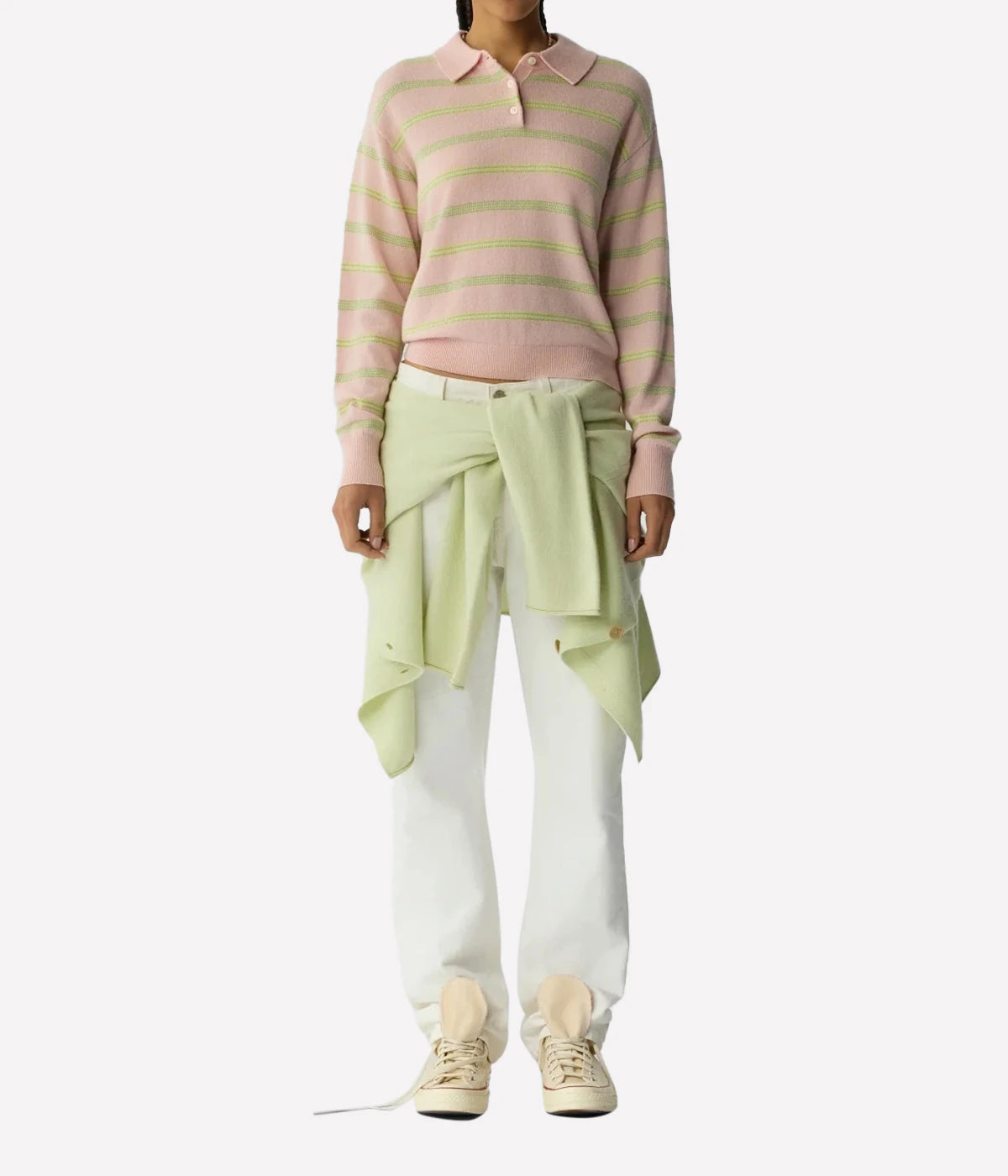 Collegiate Stripe Polo In Power Pink