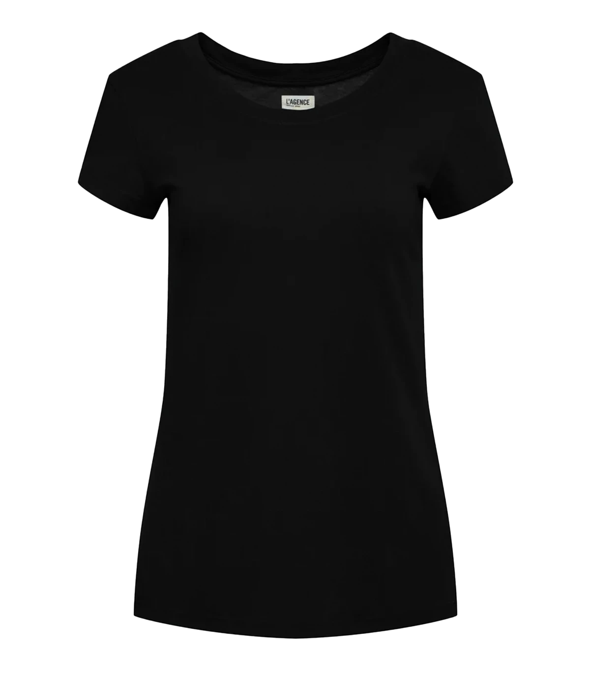 ALT Text: Cory Tee in black with a scoop neckline, short sleeves, and a slim fit, made from ultra-soft cotton for everyday comfort.
