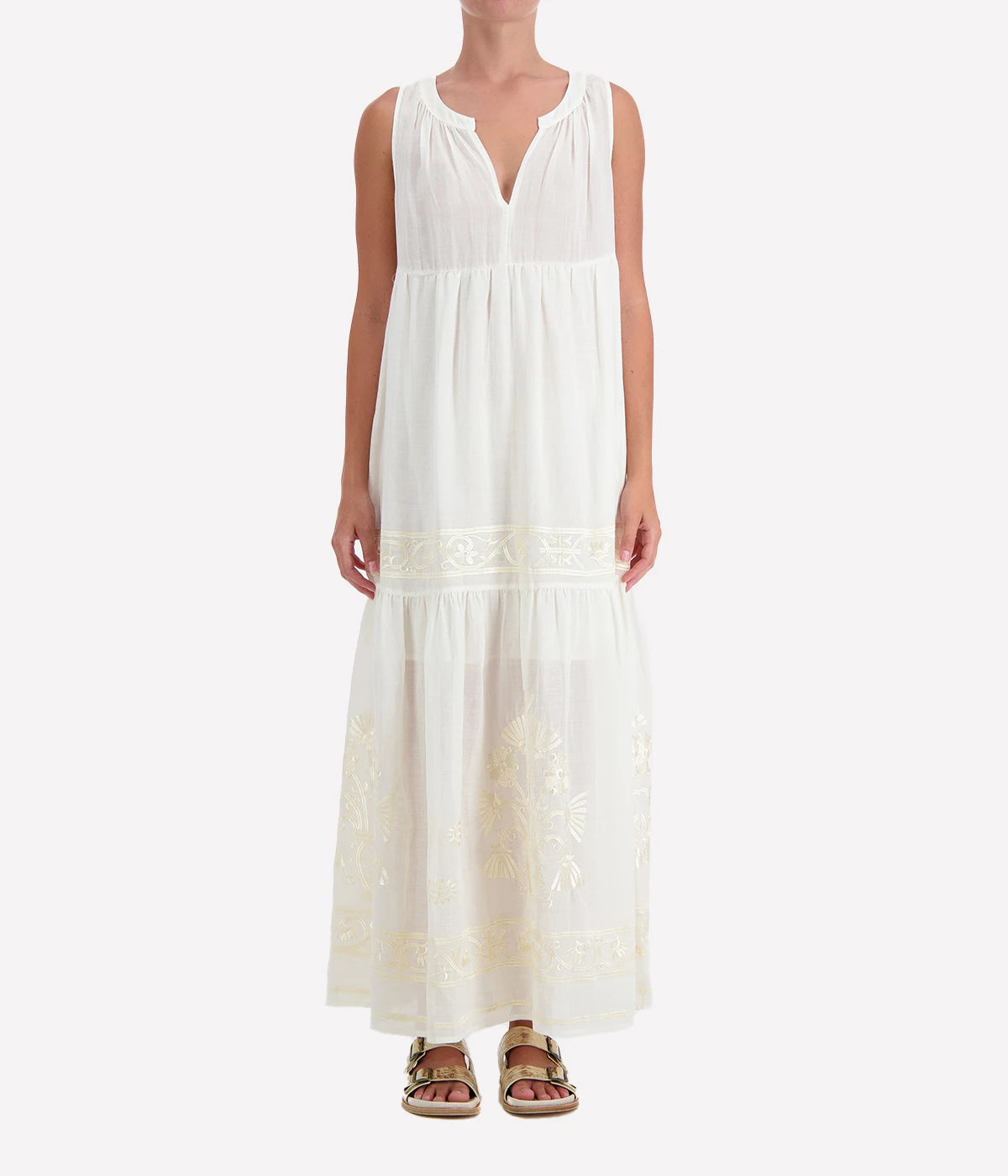 Crete Sleeveless Maxi Dress in Natural Champagne