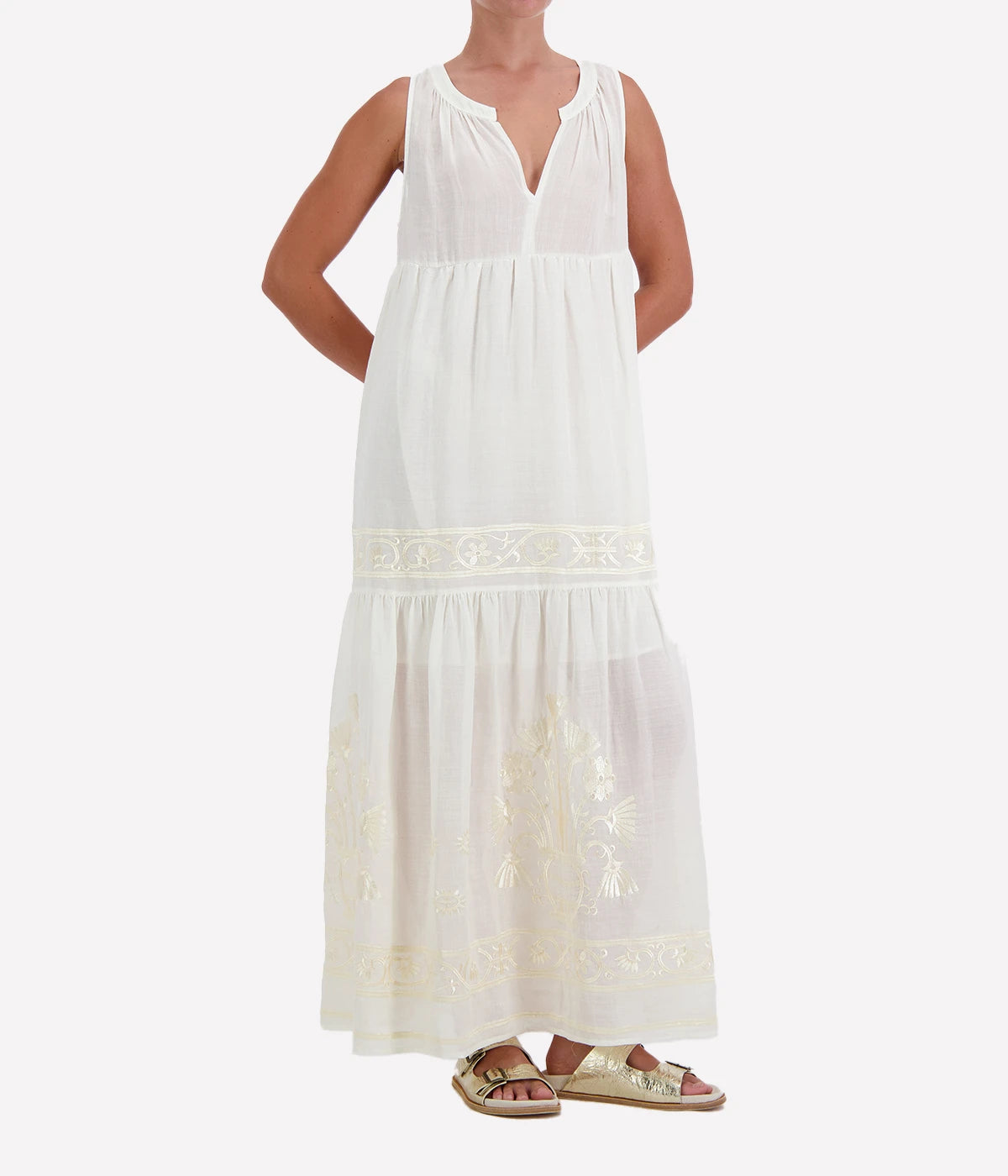 Crete Sleeveless Maxi Dress in Natural Champagne