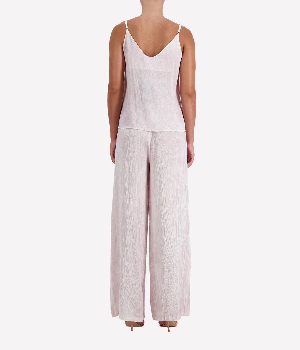 Crinkled Effect Silk Tank Top in Wisteria