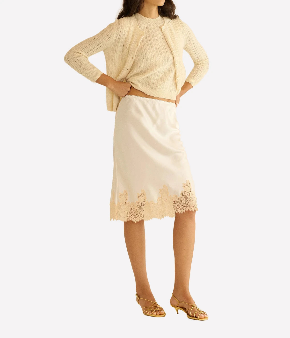 Danae Cashmere Cable Cardigan In Dogwood