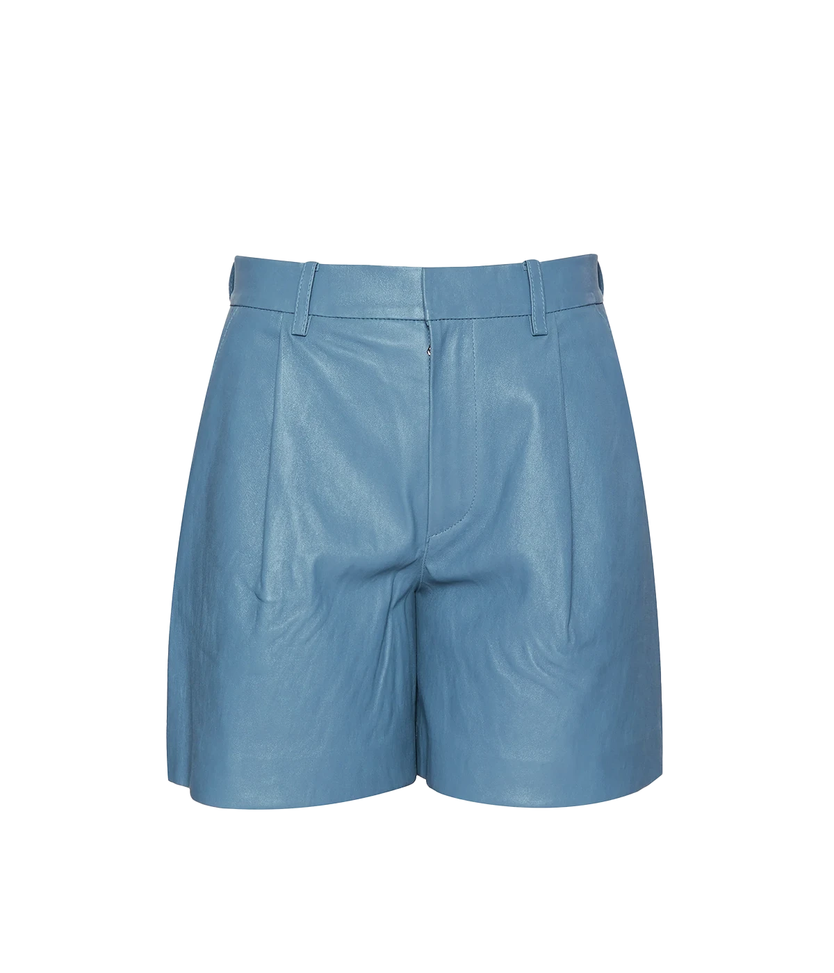 Deep Pleated Short in Chambray Blue