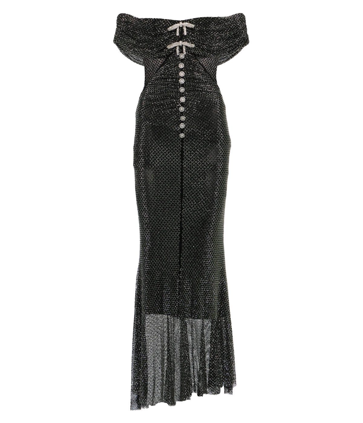 Diamante Fishnet Midi Dress in Black