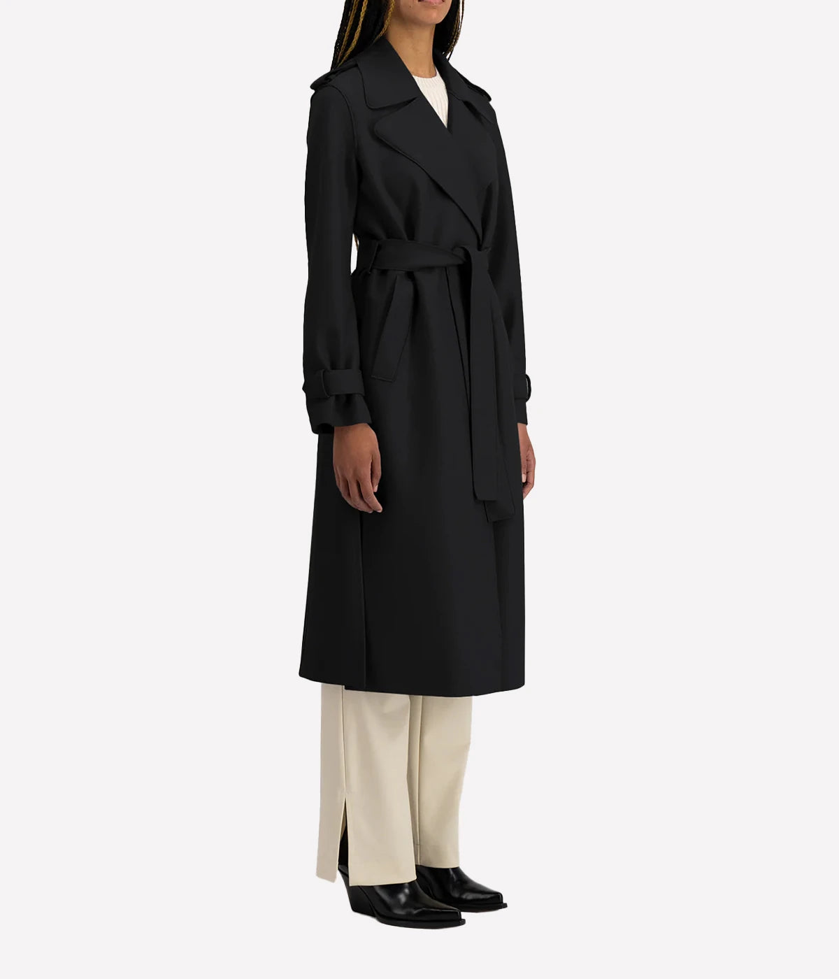 Double Vent Trench Coat in Black