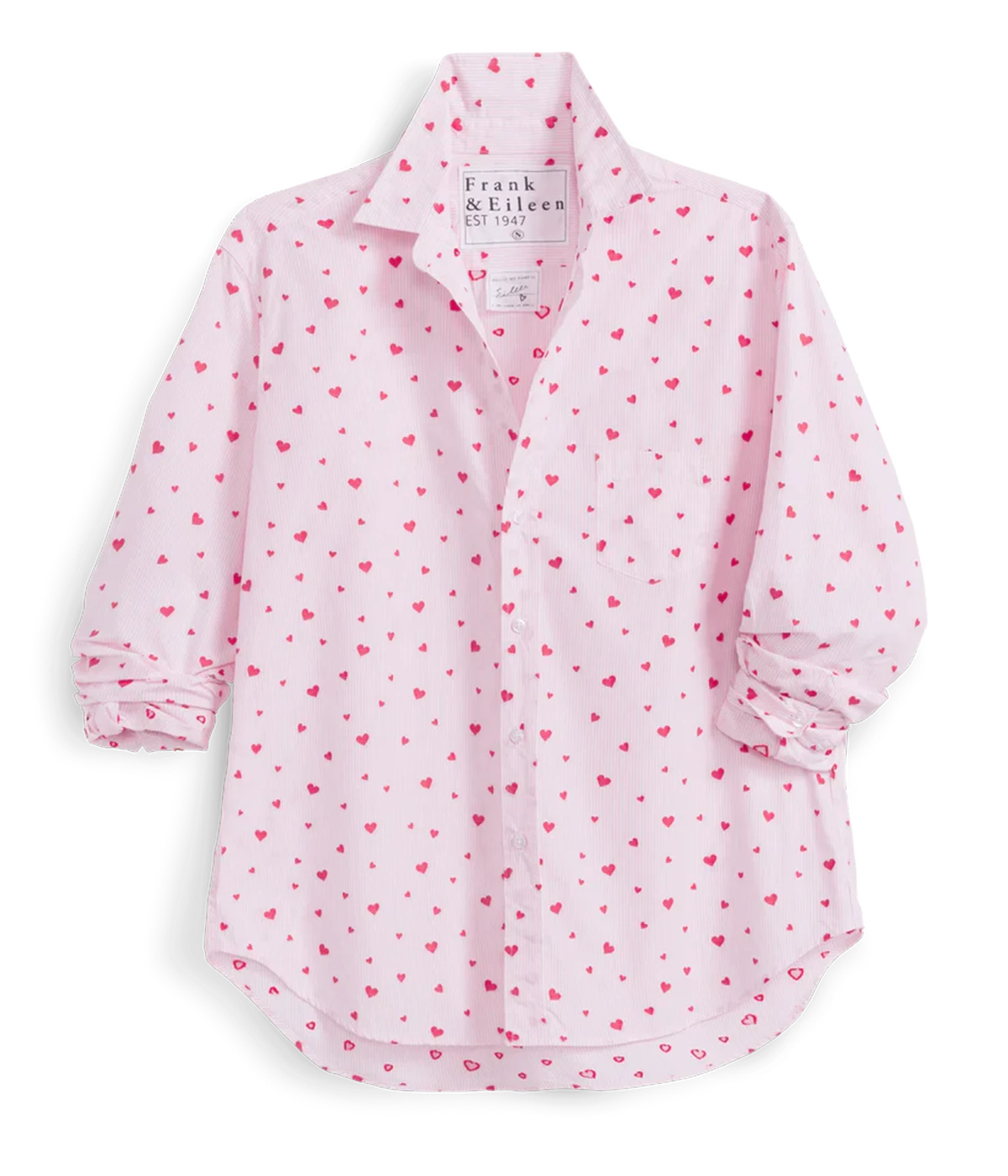 Silvio Button-Up Shirt in Pink Stripe Hearts