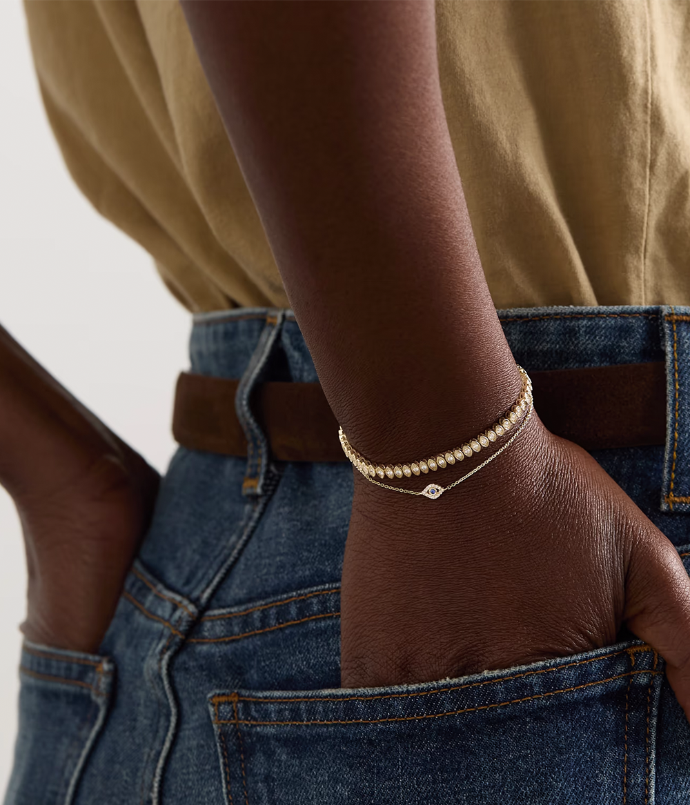 Evil Eye Bracelet In 14K Yellow Gold