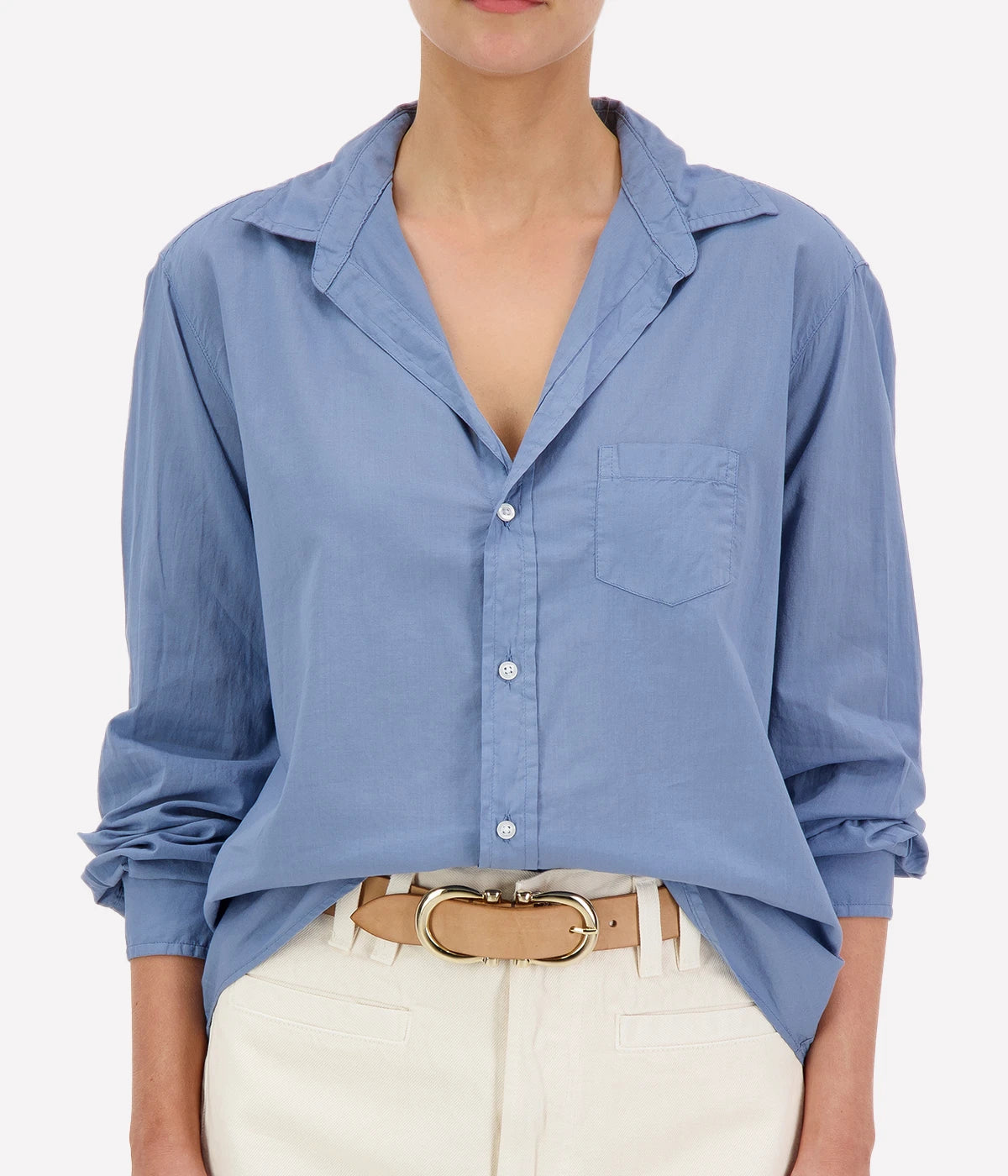 Eileen Woven Button Up in Blue Bird