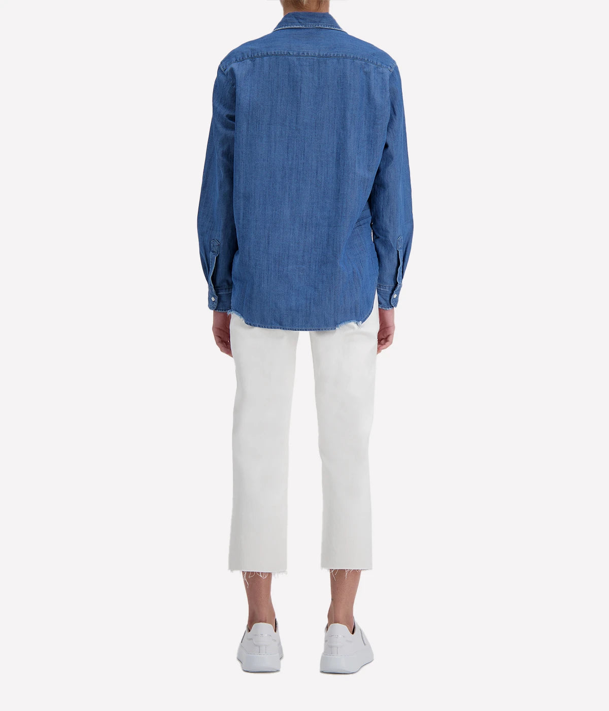 Eileen Woven Button Up Shirt in Stonewashed Indigo