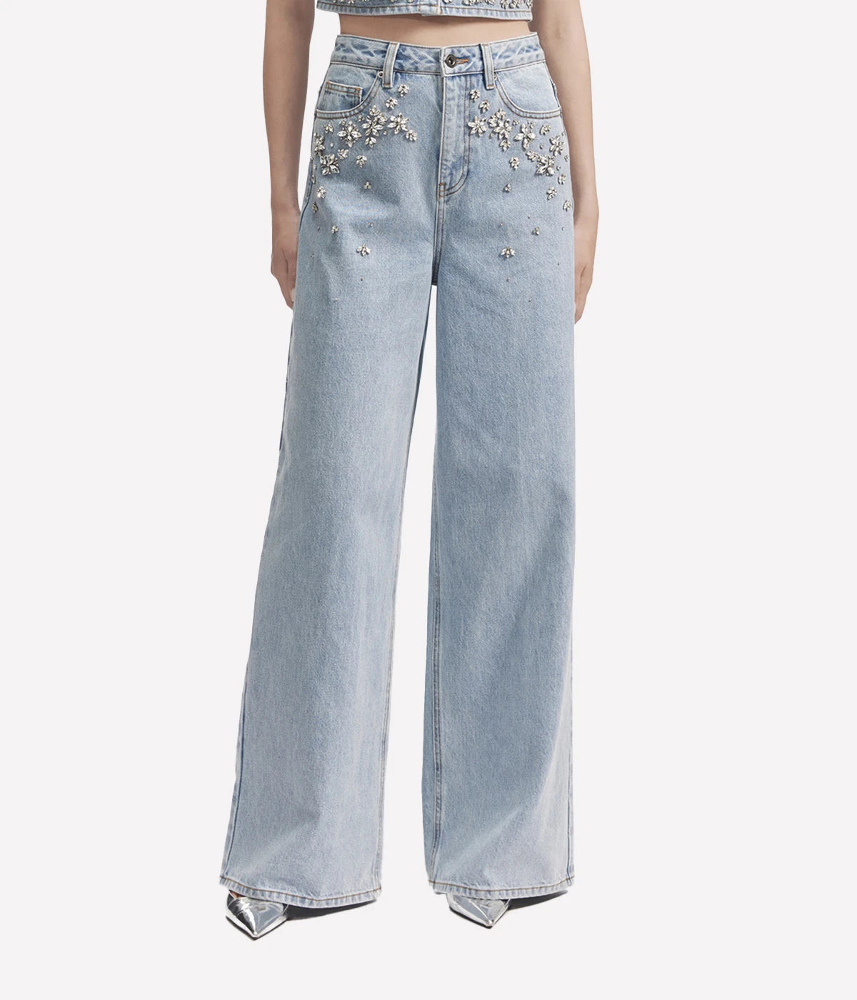 *FINAL SALE* Embellished Jeans in Light Blue