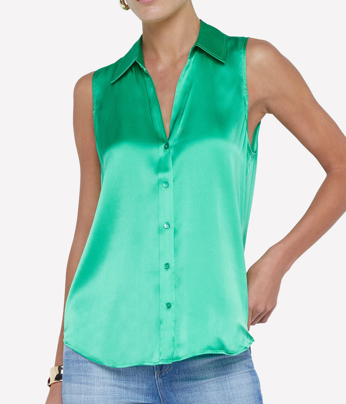 *FINAL SALE* Emmy Sleeveless Blouse in ISLAND GREEN