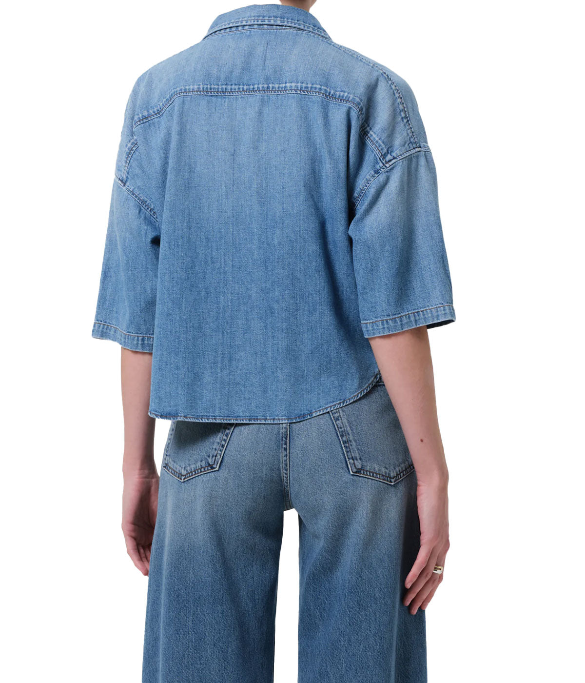 Frances Cropped Shirt In Skyland