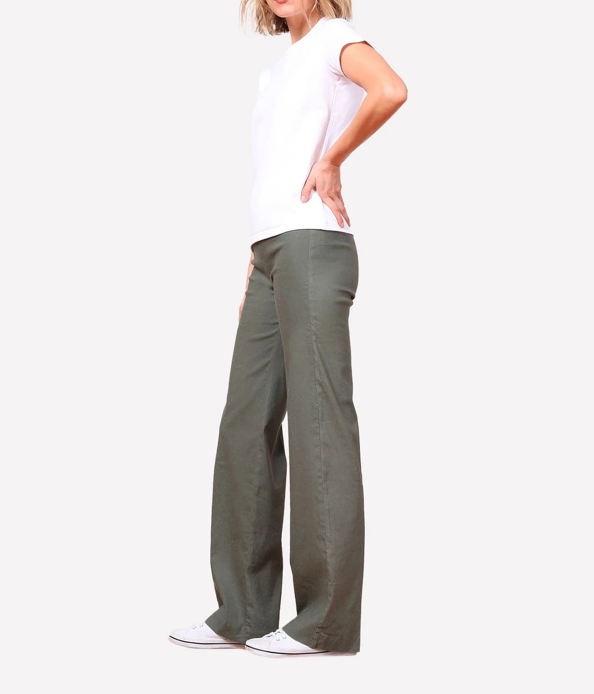 Flavia Linen Pant in Olive