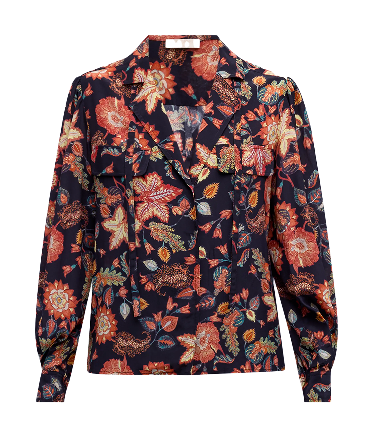 Elegant Design: Showcases a collared neckline, long puff sleeves with button cuffs, and a front tie, embodying a timeless and feminine aesthetic.
Refined Details: The covered button placket enhances the blouse's sophisticated appeal, making it suitable for a variety of occasions.
Versatile Styling: Perfect for day and evening wear; pair it with high-waisted trousers and heels for an elegant office look, or tuck it into a skirt and accessorize with statement jewelry for a chic night out.