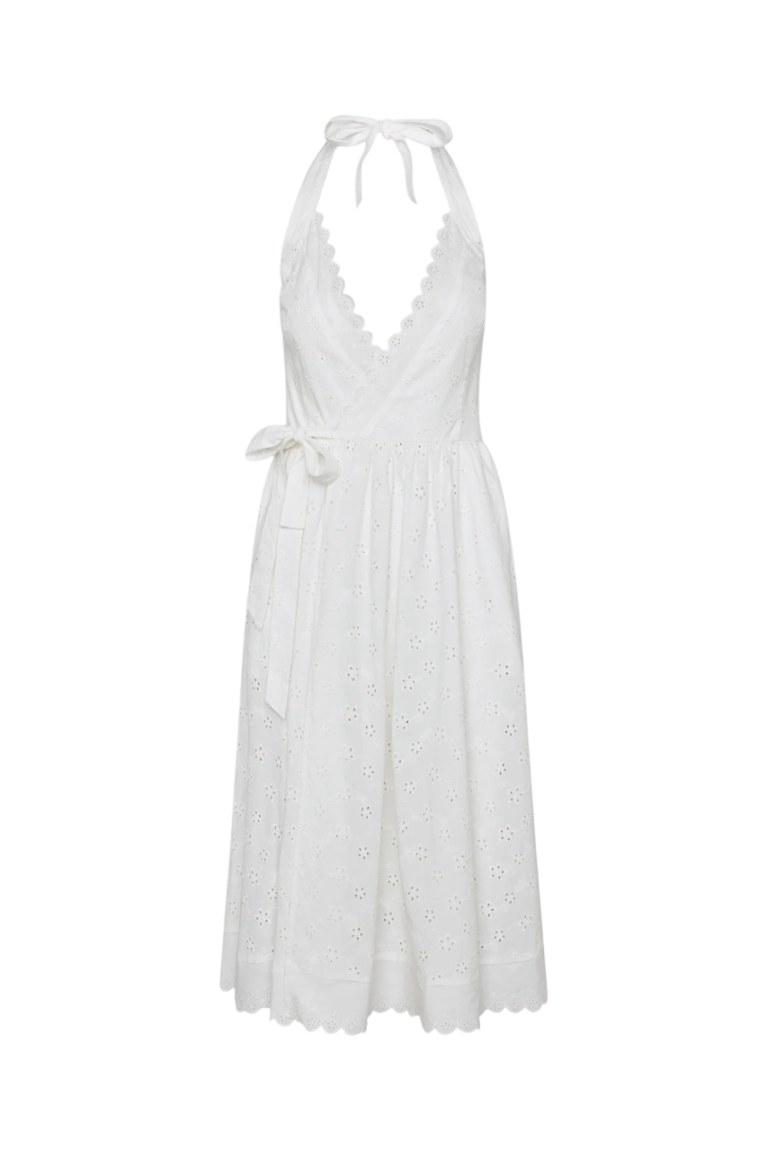 Fort Worth Fairy Eyelet Midi Dress in Salt Air Eyelet