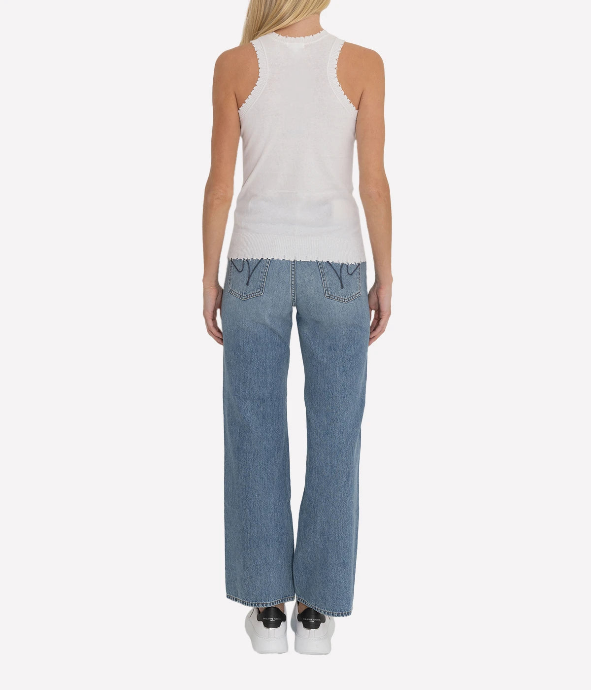 Frayed Tank in White