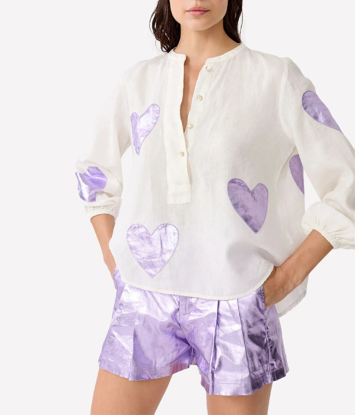 *FINAL SALE* Frida Metallic Linen Short in Violet