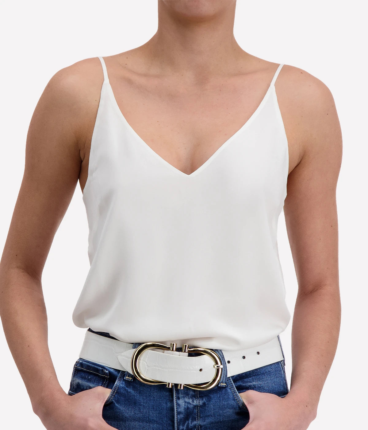 Gabriella V Neck Tank in Ivory