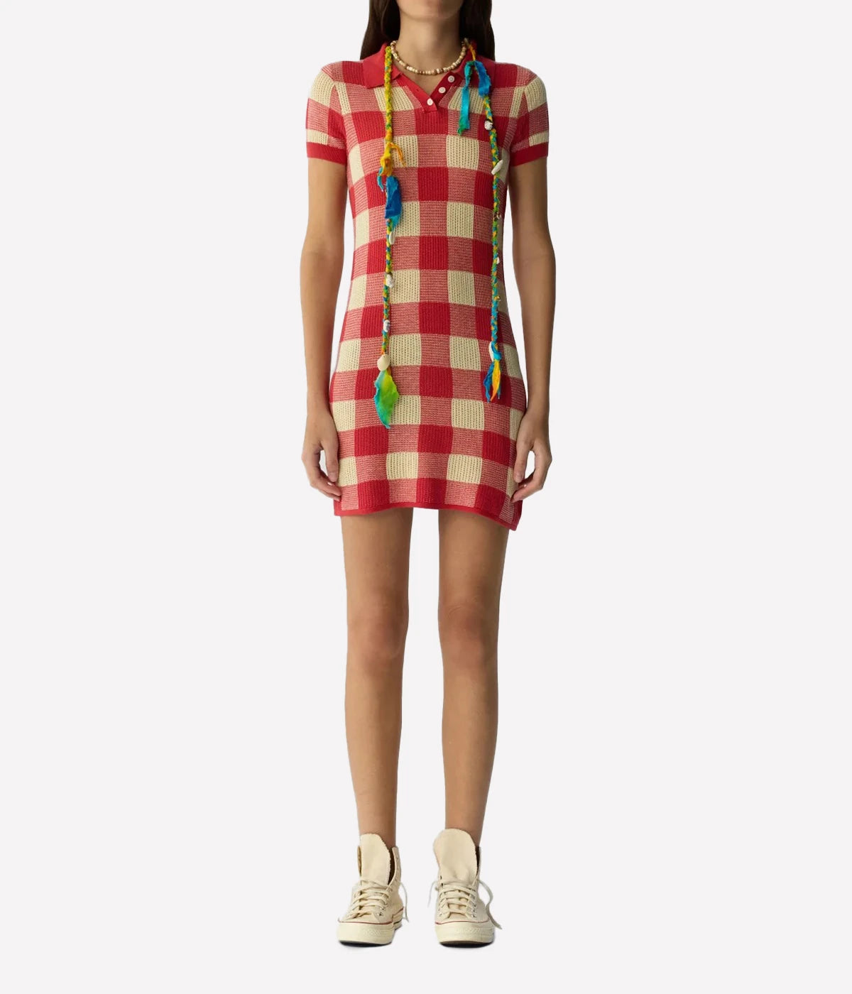 Gingham Polo Dress In Scarlet Mist
