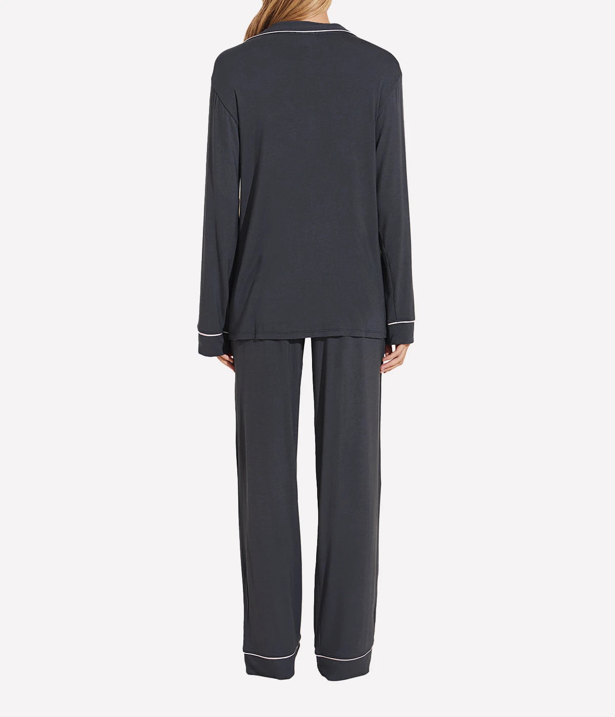 Gisele Printed Long Sleeve PJ Set in Graphite Sorbet Pink