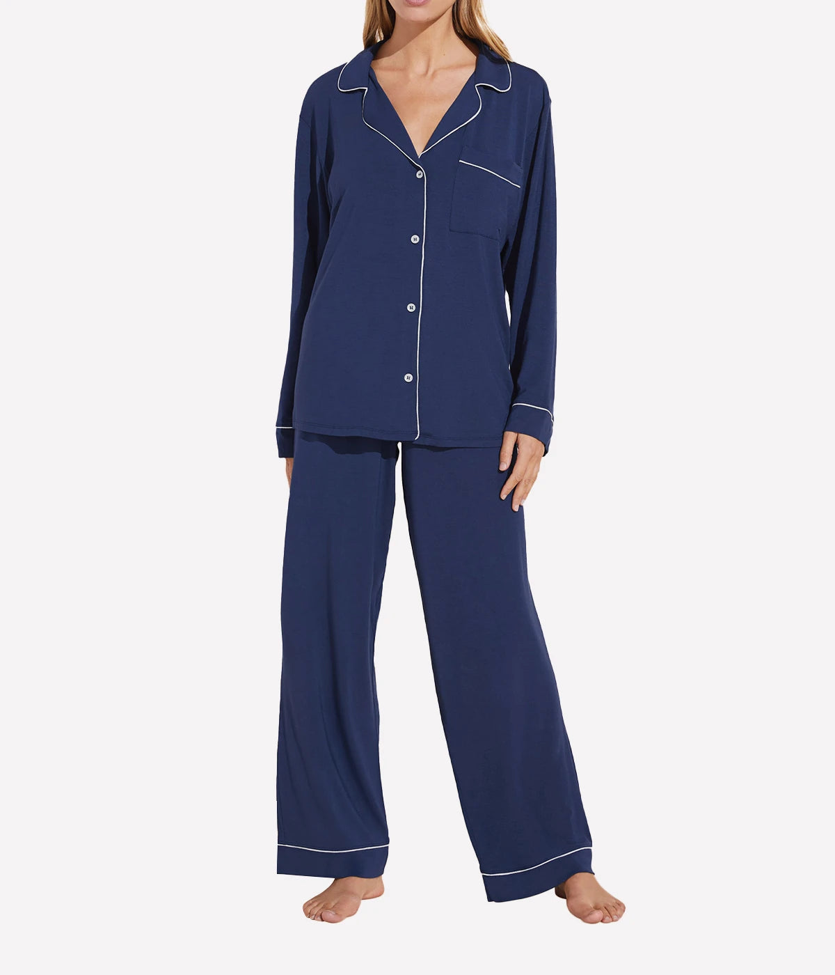 Gisele Long Sleeve PJ Set in Navy Ivory