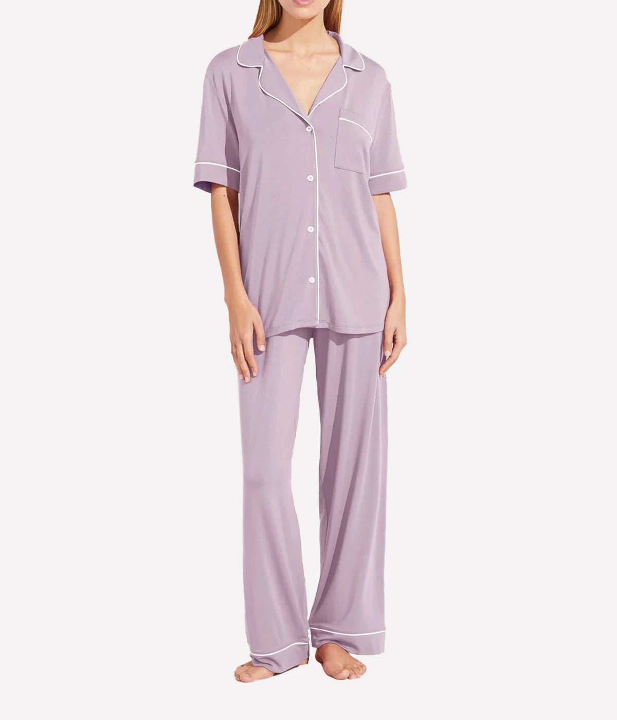 Gisele Short Sleeve PJ Set in Lavender Ivory