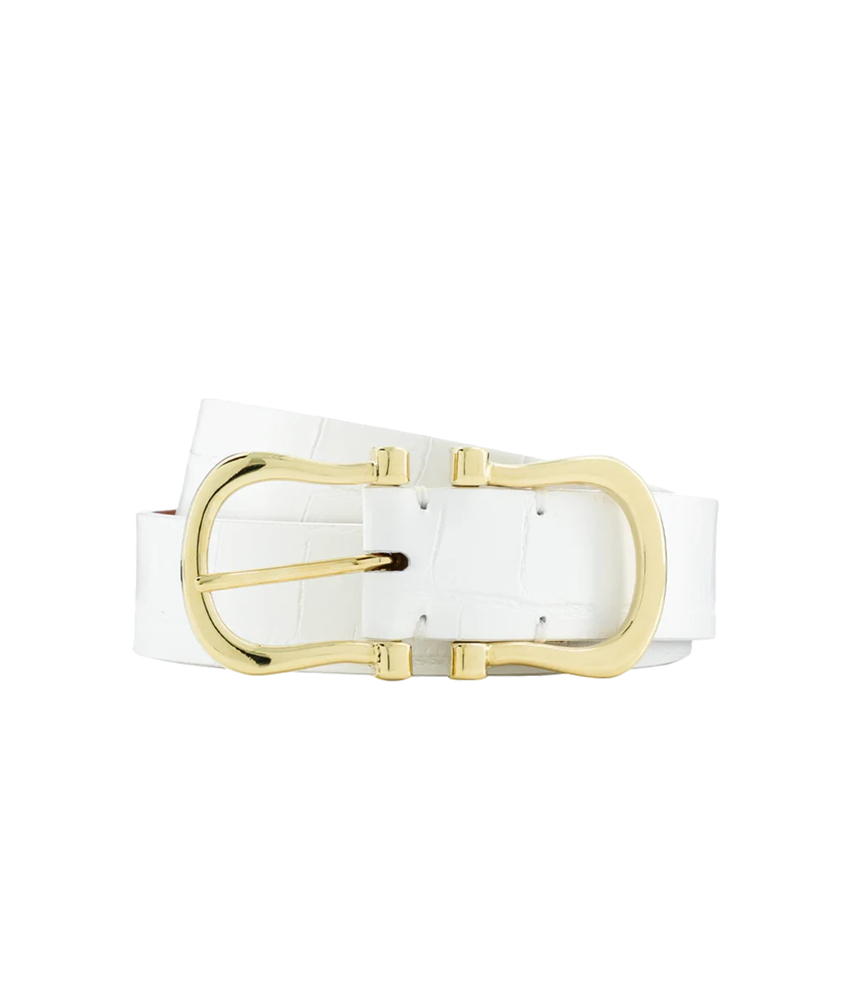 Baby Gold Nicky X Belt in White Crocco