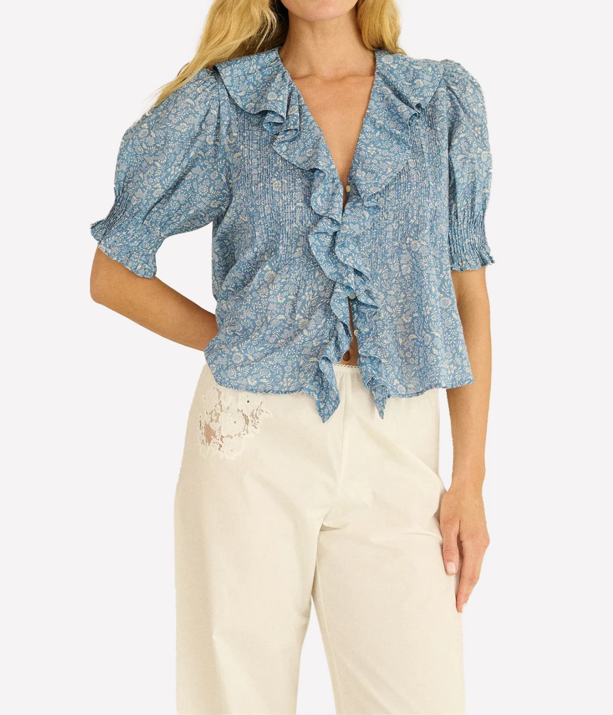 Henri Top In Blue Garden Bloom