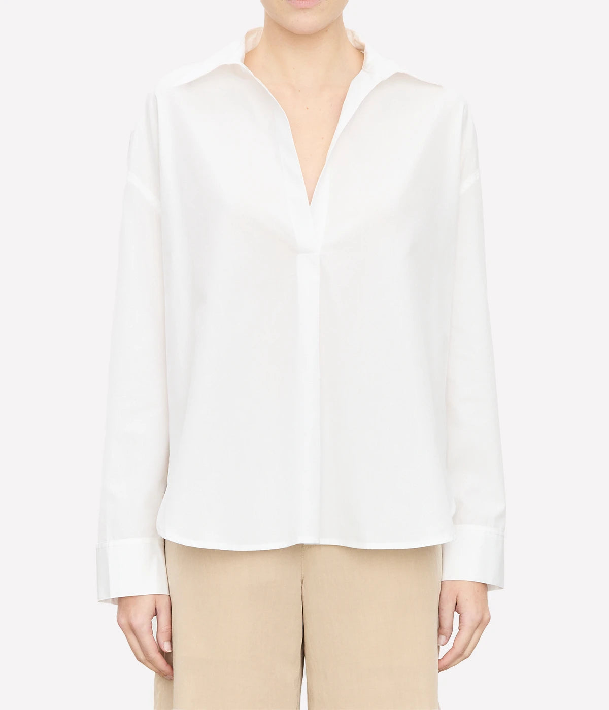 *FINAL SALE* Half Pocket Long Sleeve Shirt in Optic White