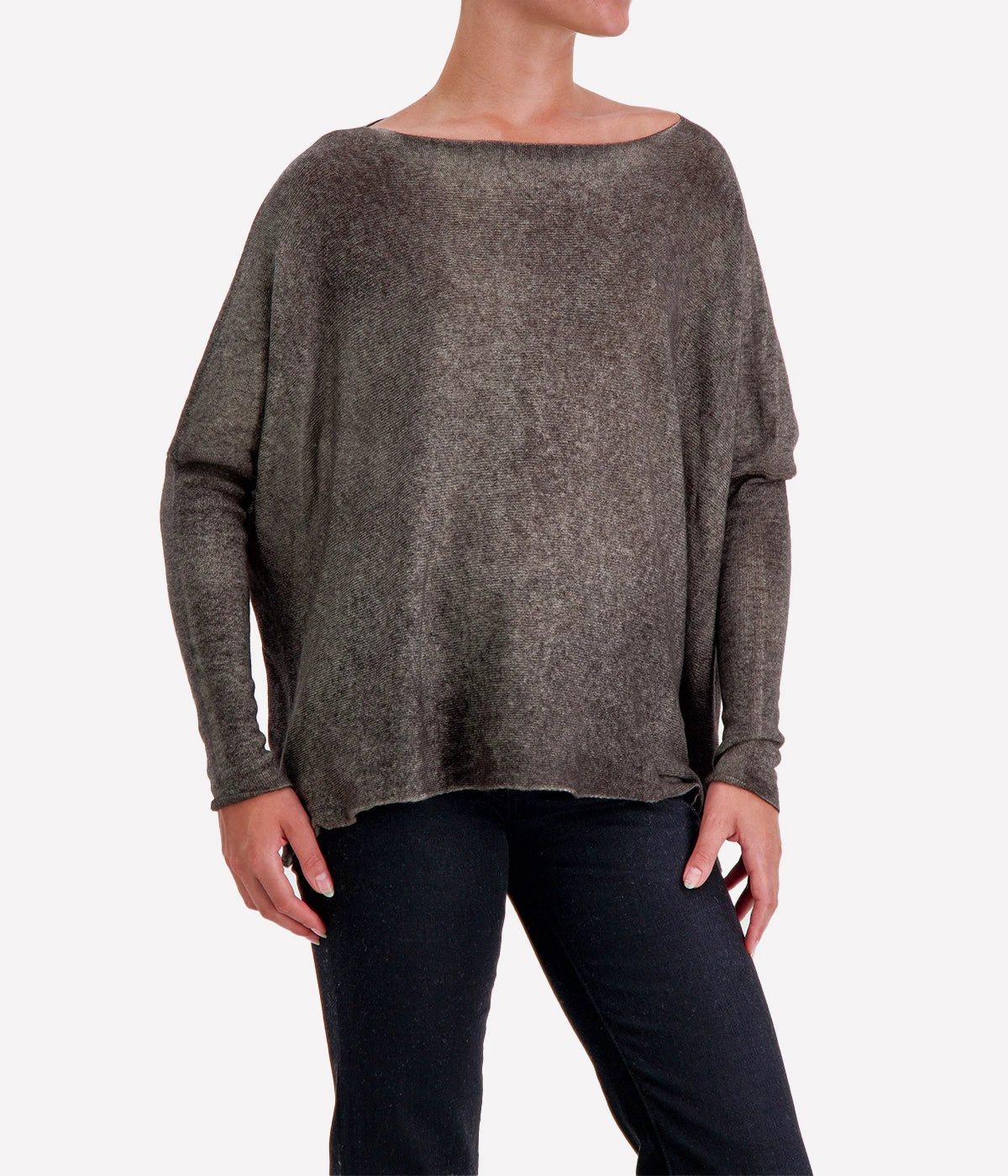 Hand Painted Cashmere Pullover in Fango