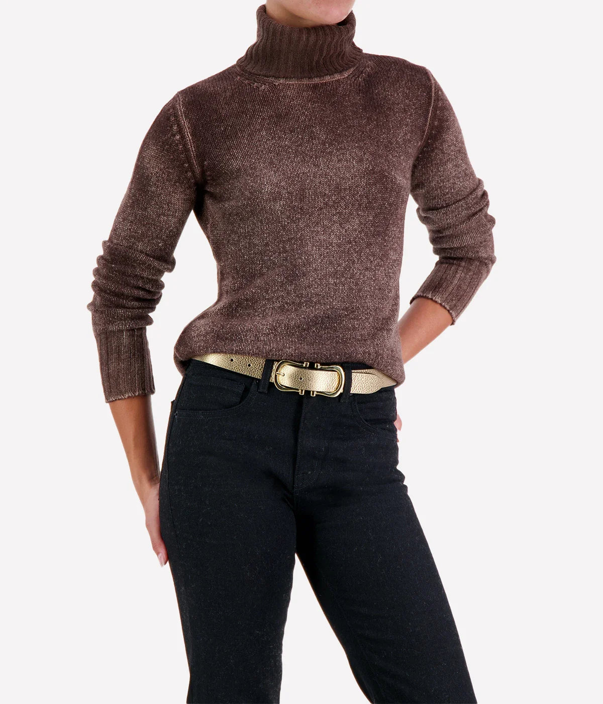Hand Painted High Neck Pullover in Wisteria