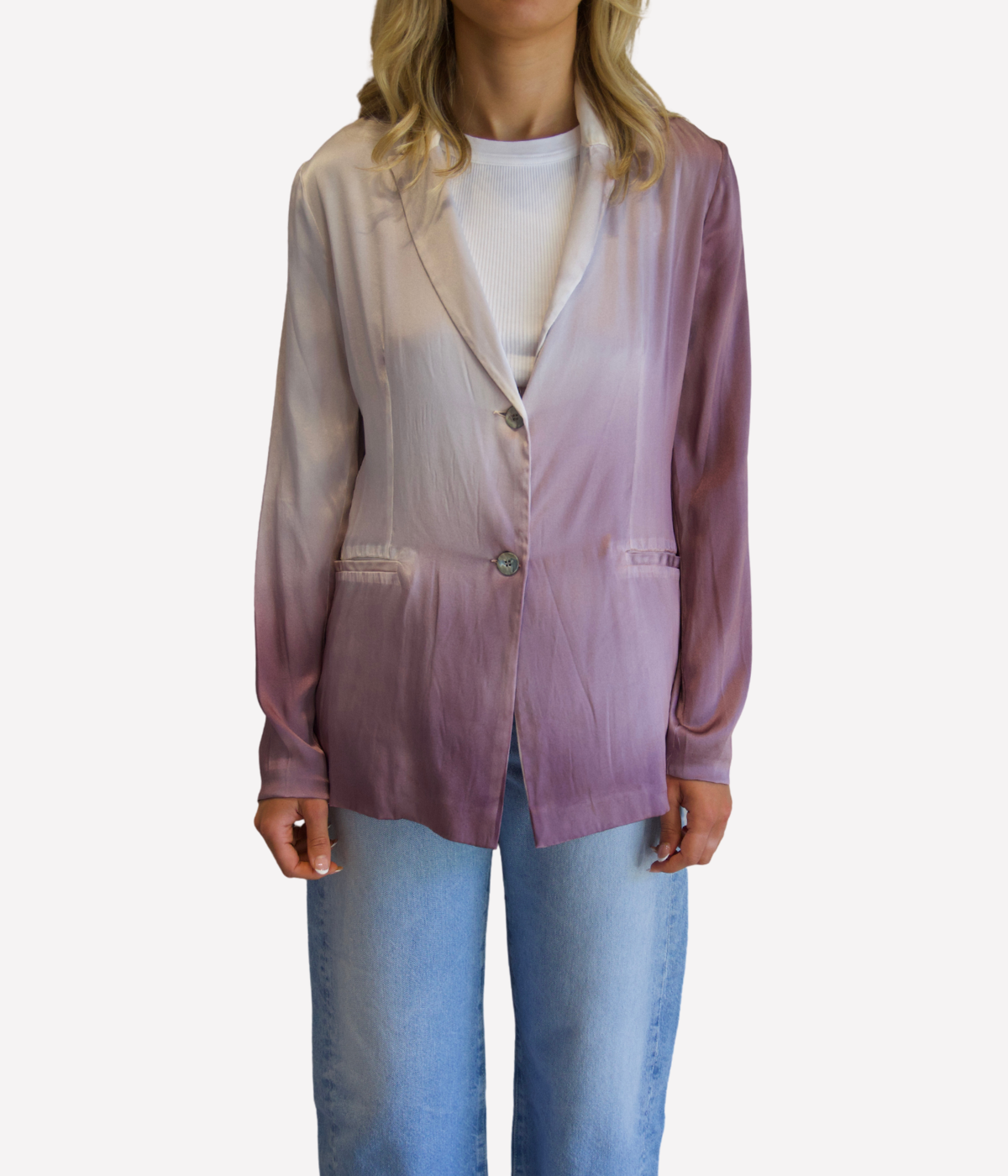 *FINAL SALE* Hand Painted Silk Jacket in Lavender
