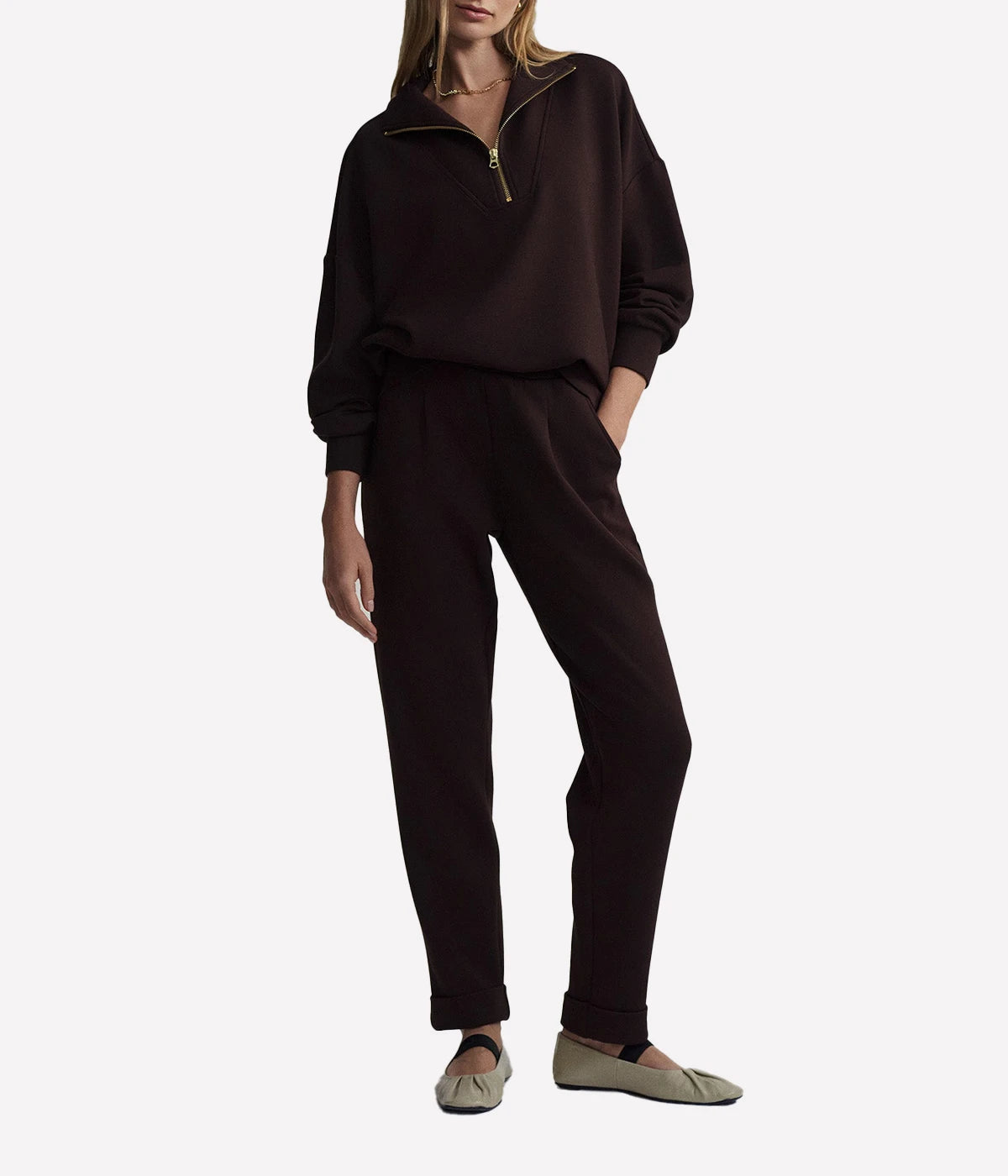 Hawley Half Zip Sweater in Coffee Bean