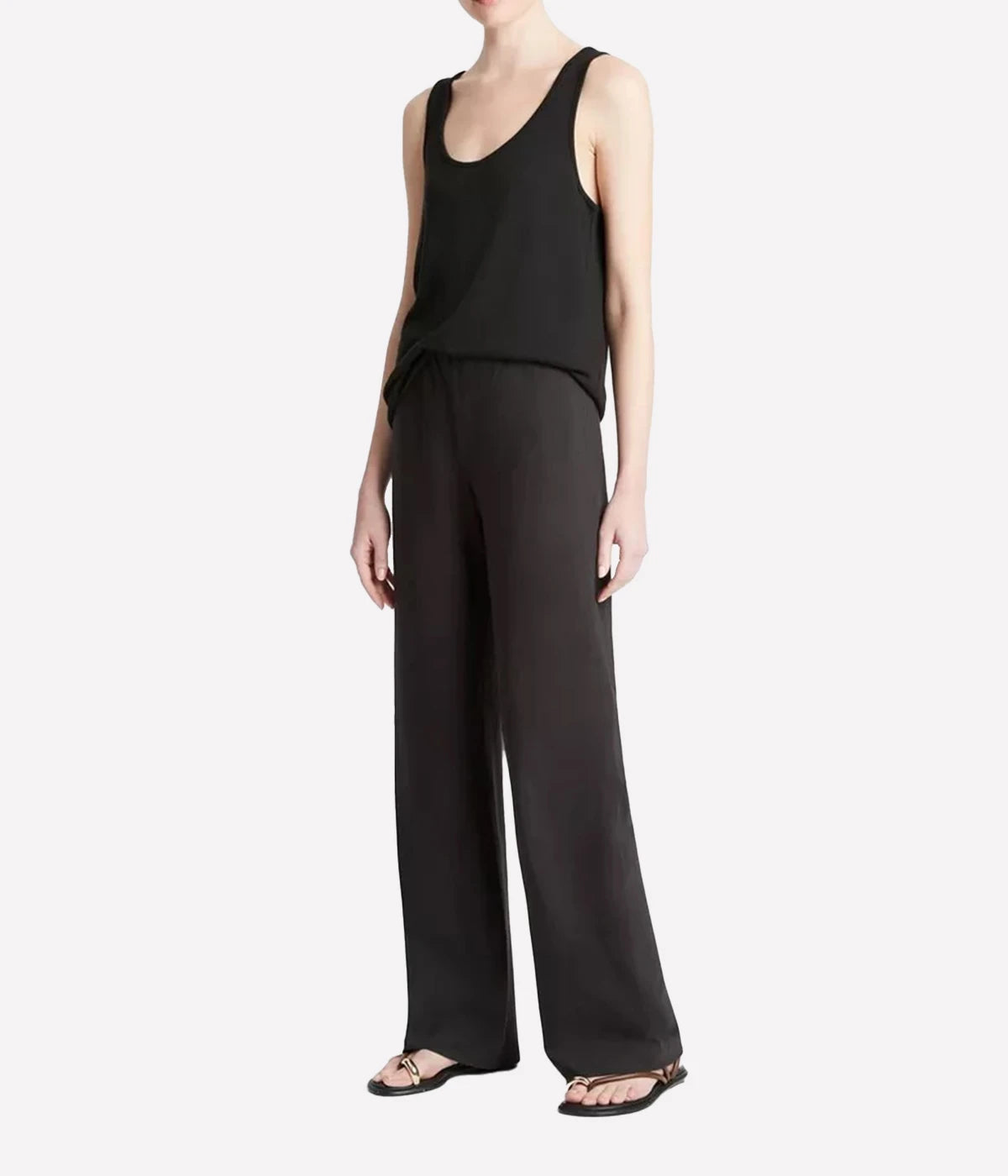 High Waist Cotton Bias Pant in Black