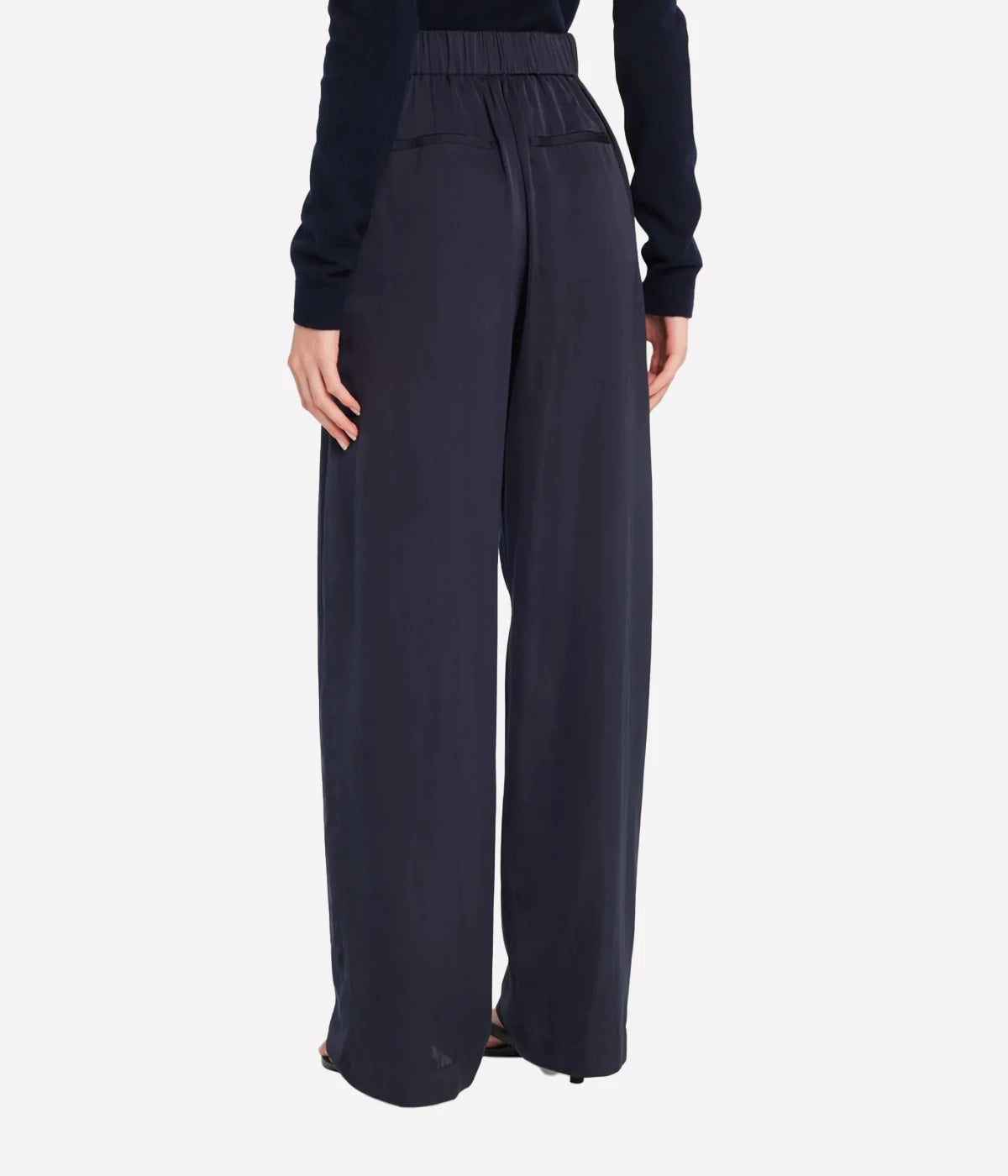 High Waisted Silk Pull On Pant in Coastal