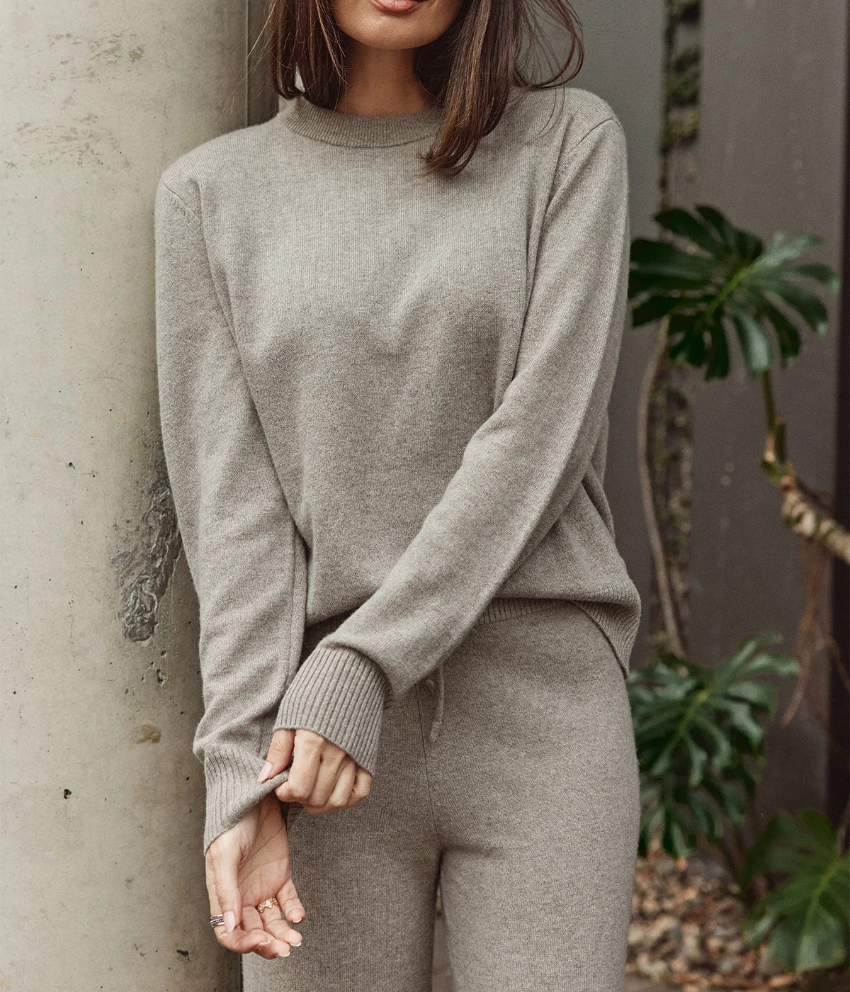 Cashmere Round Neck In Greige