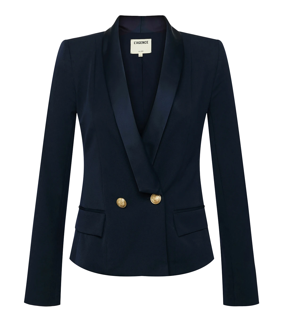 Imogen Satin Lapel Blazer in Midnight