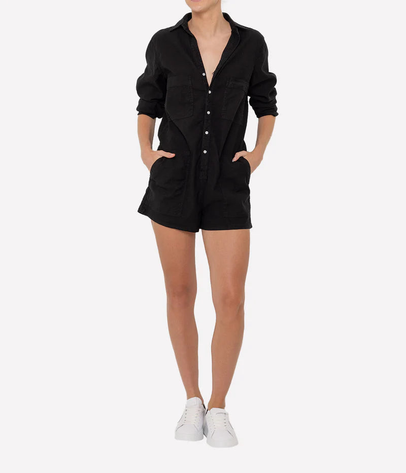*FINAL SALE* Ireland Longsleeve Playsuit in Black