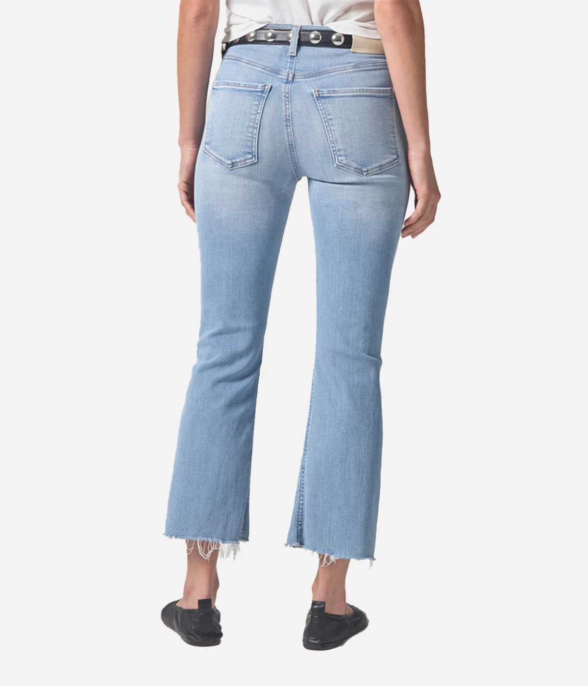 Cropped bootcut mid-rise jeans with a finished hem, perfect for showcasing shoes.