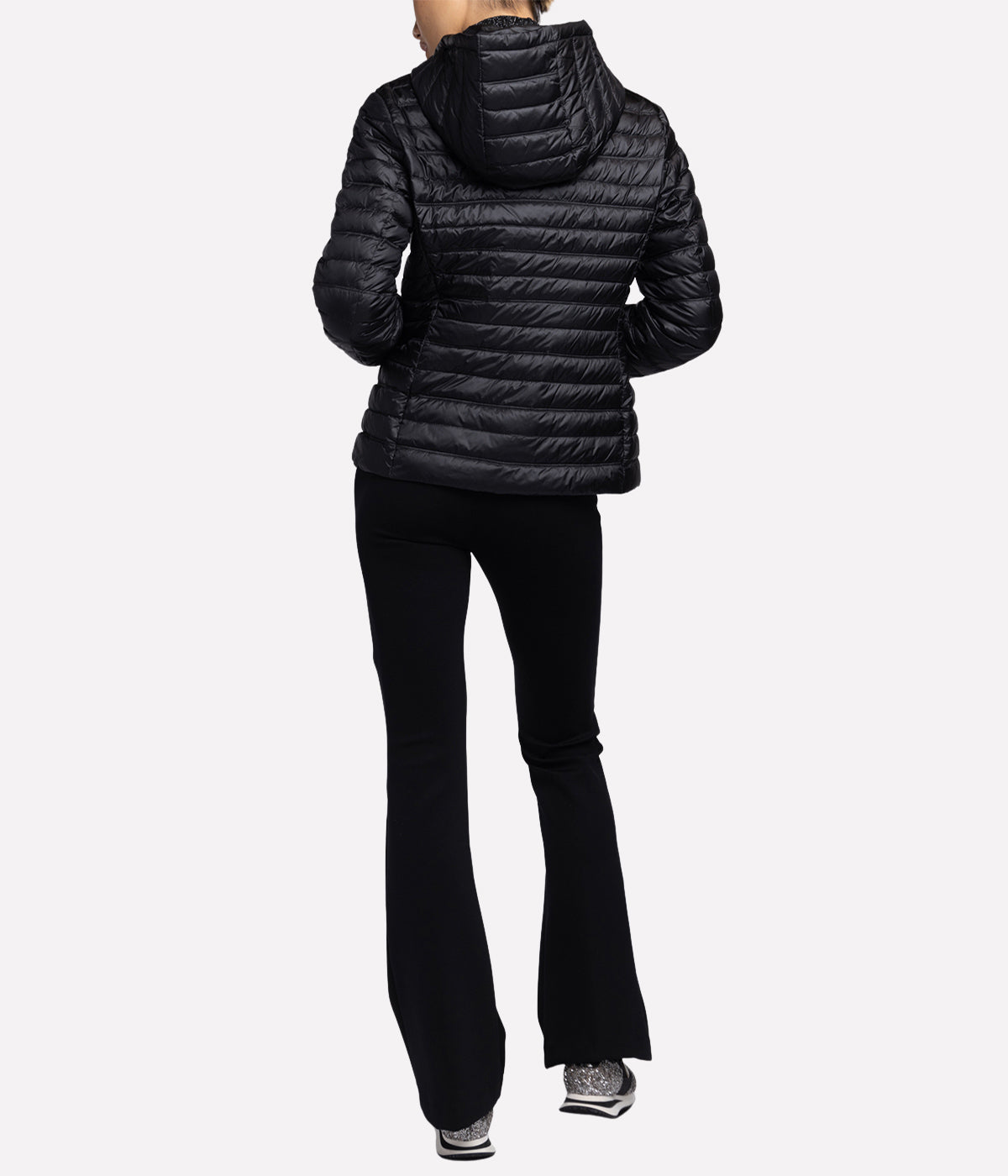 Down Jacket with Detachable Hood in Noir