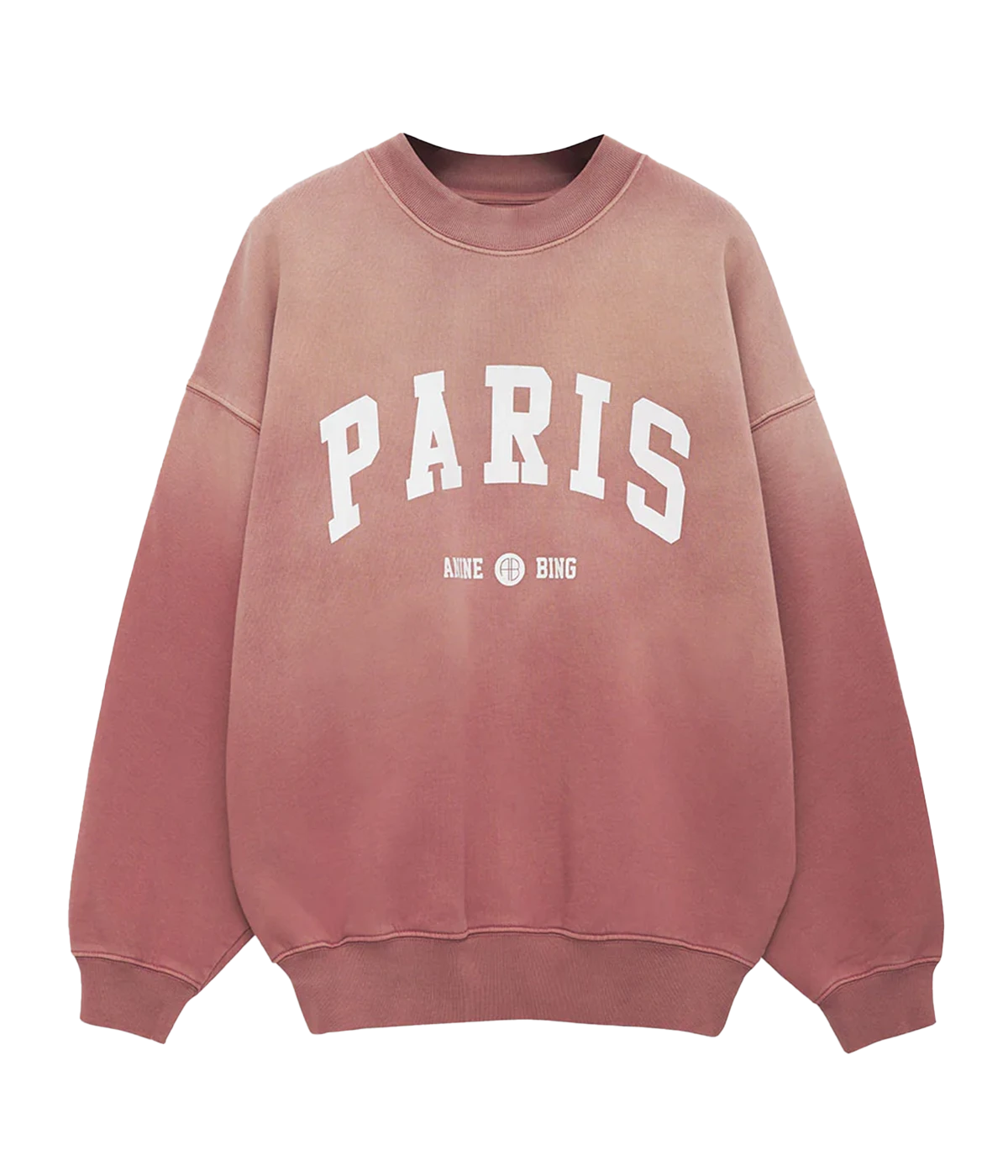  A trendy oversized crewneck pullover sweater, made from 100% cotton in a sun faded terracotta wash. A university inspired jersey design with collegiate lettering PARIS. Comfy cosy, trendy, comfortable, everyday wear, winter staple, throw on and go, made in Los Angeles. 