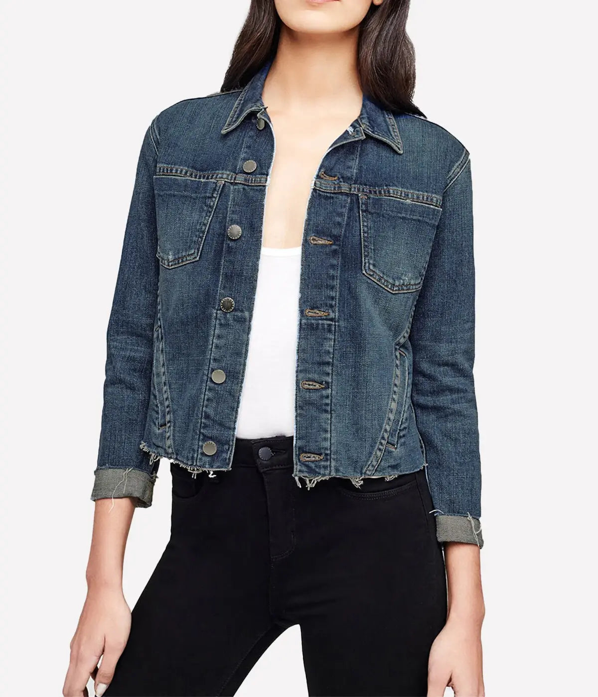 Janelle Slim Raw Denim Jacket in Authentique